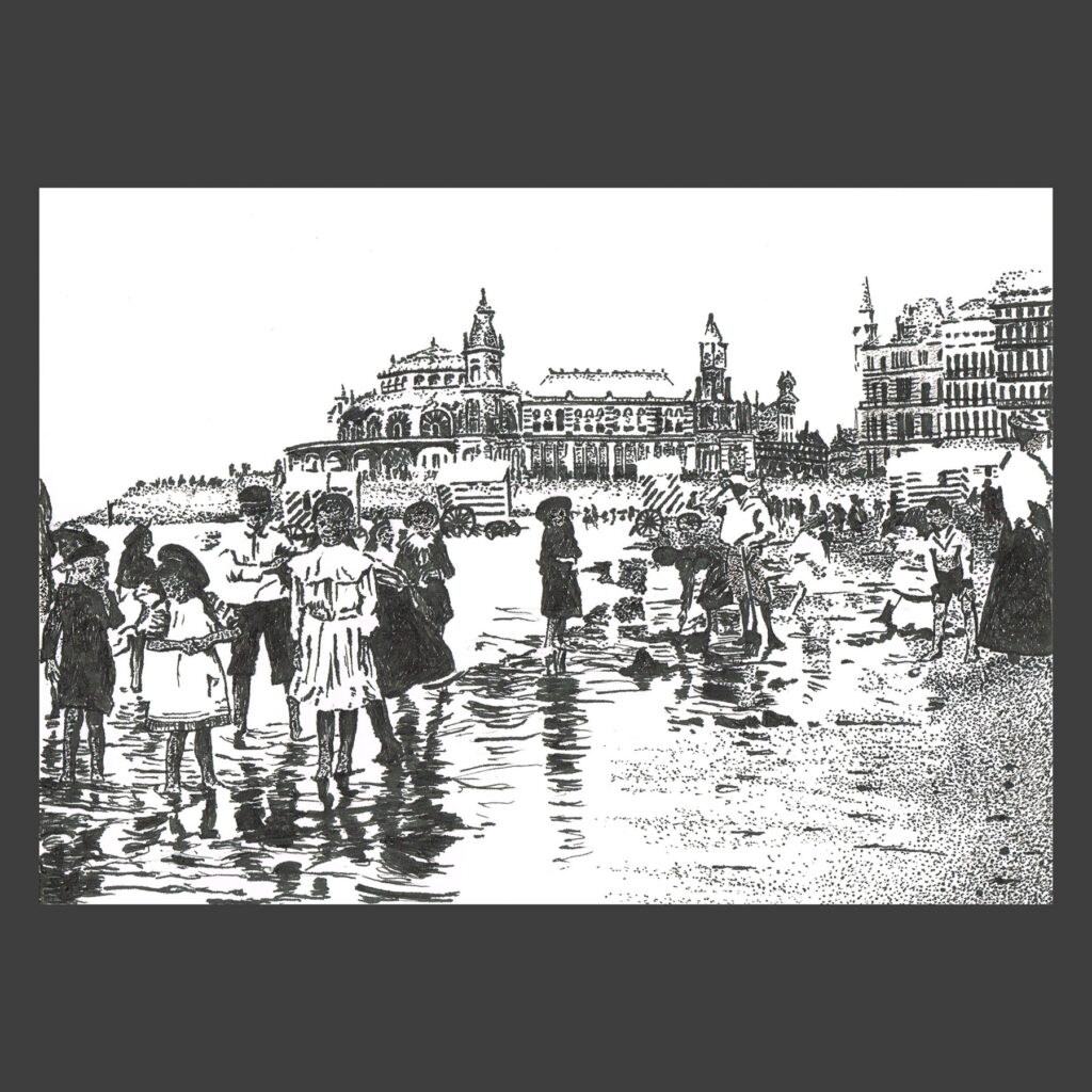 Dessin encre de Chine Ostende ancien