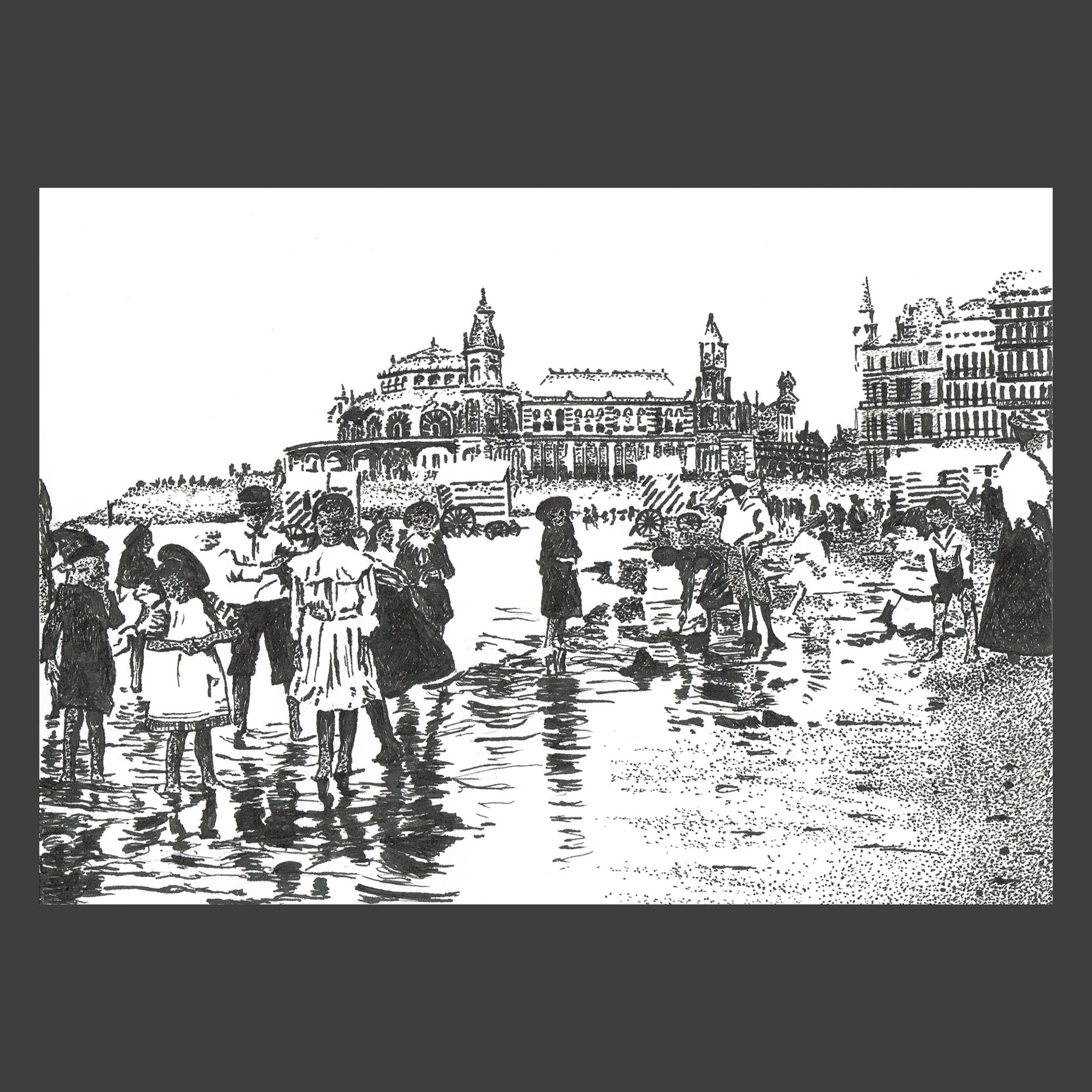 Dessin encre de Chine Ostende ancien