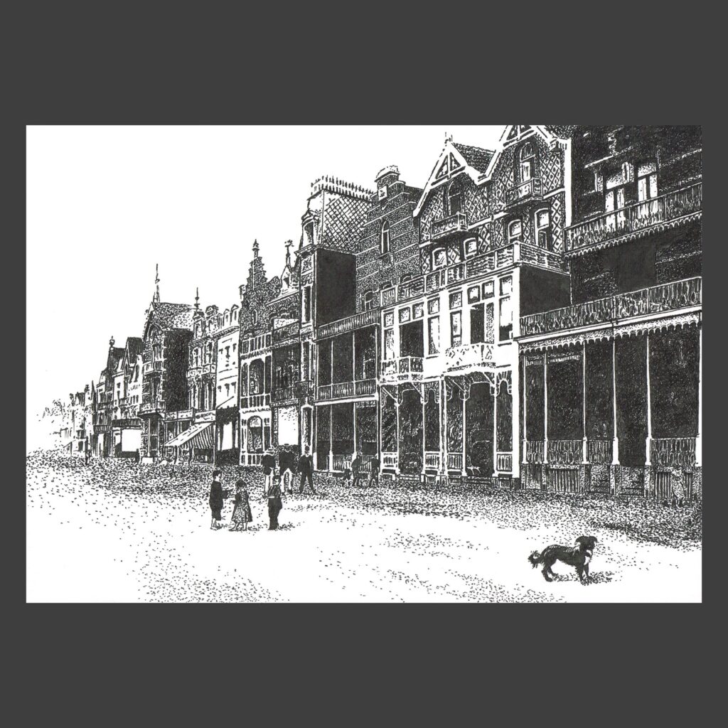 Dessin encre de Chine Blankenberghe ancien