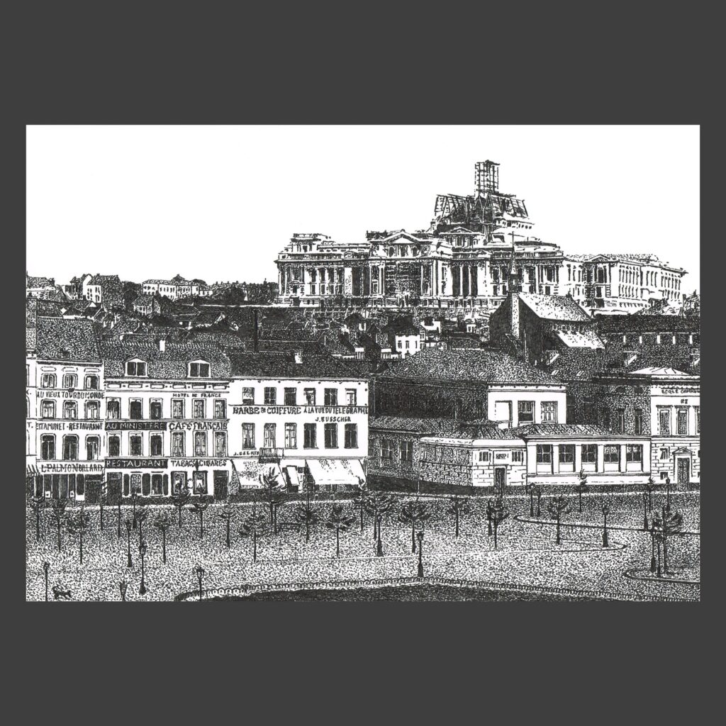Dessin encre de Chine Bruxelles ancien
