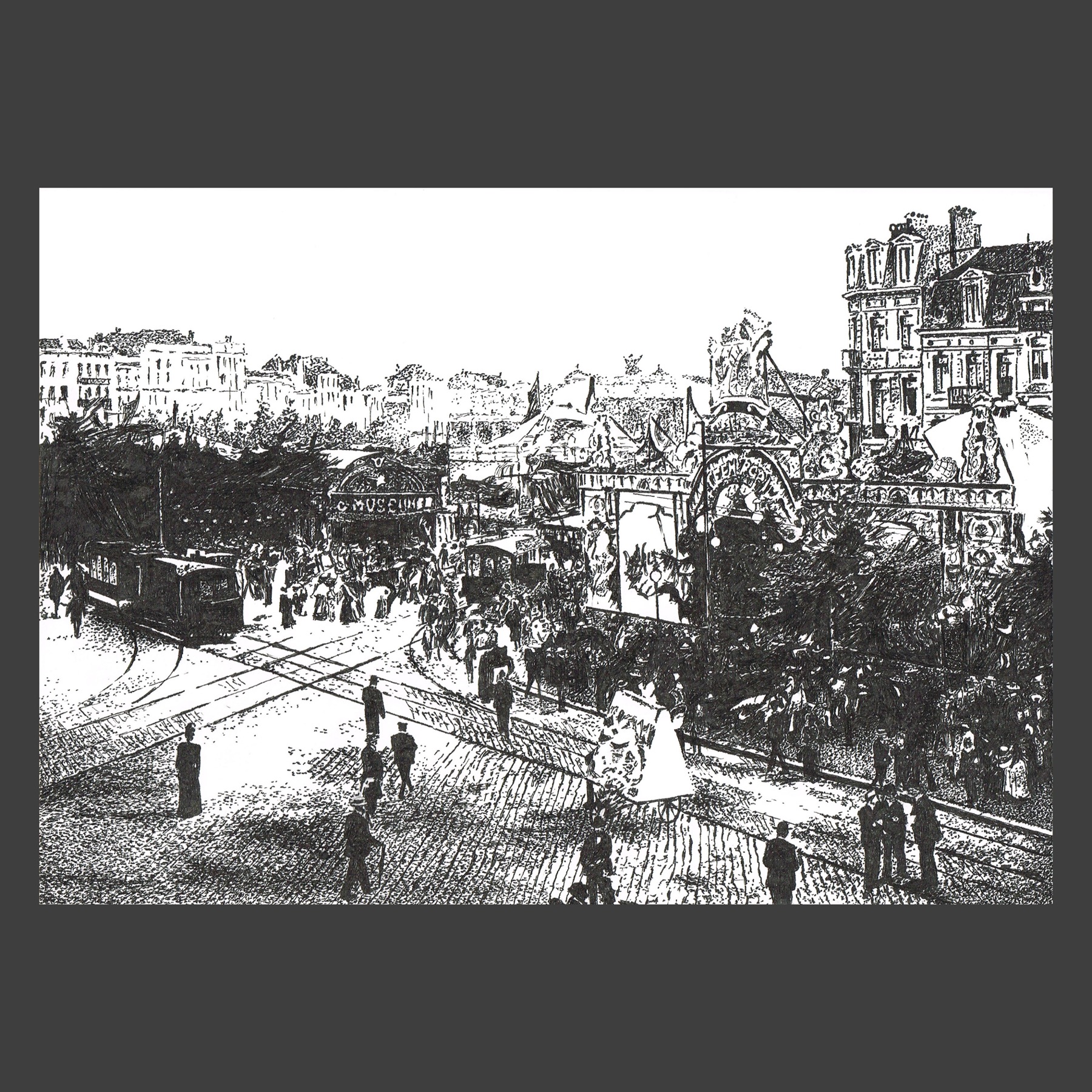 Dessin encre de Chine Bruxelles ancien