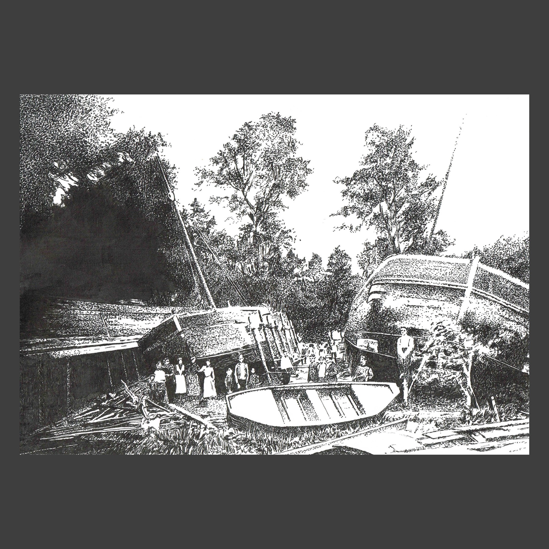 Dessin encre de Chine Hautrage ancien