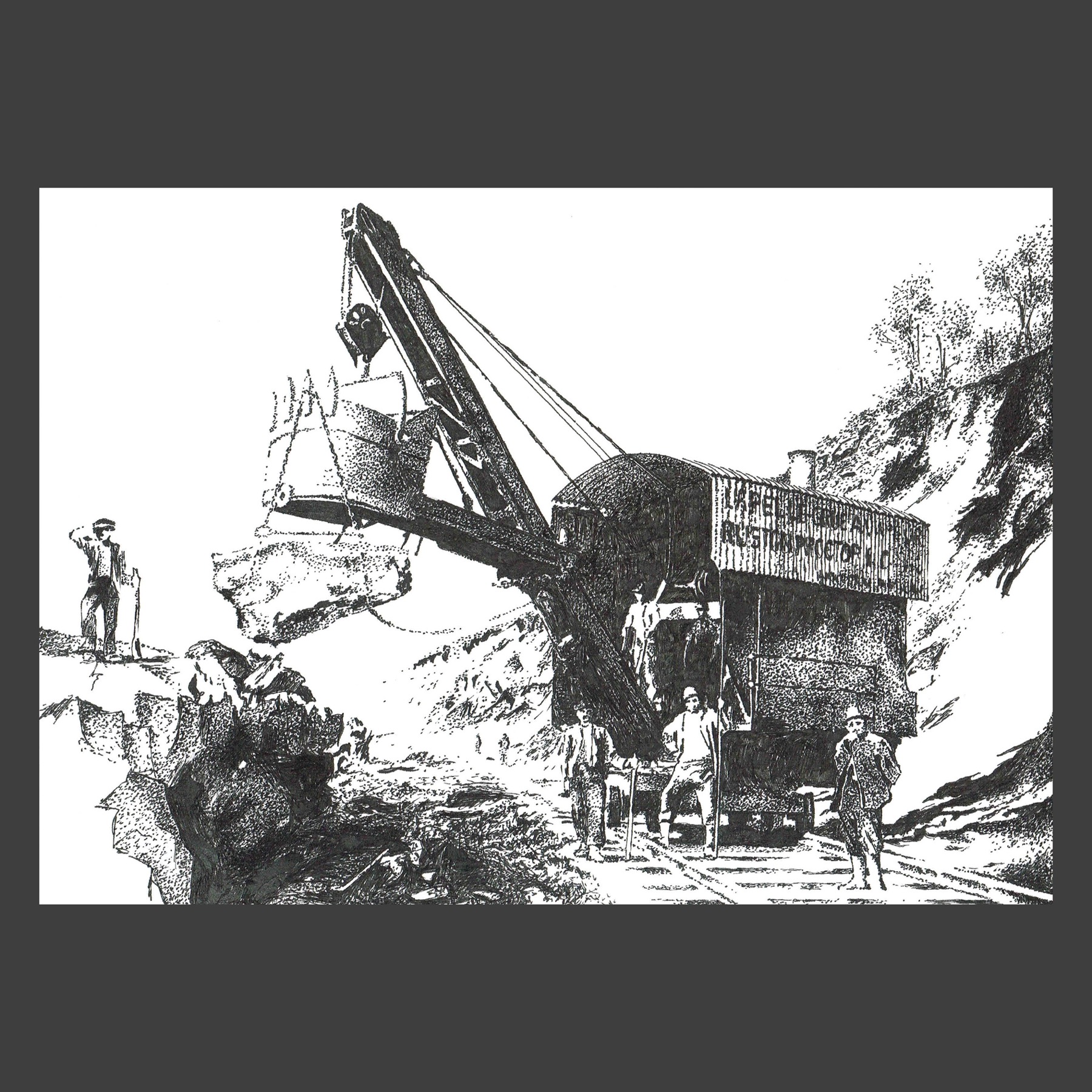 Dessin encre de Chine Ardennes ancien