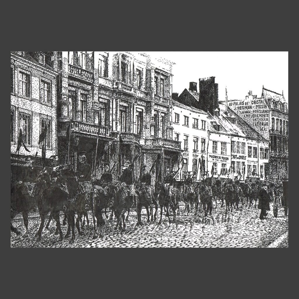 Dessin encre de Chine Namur ancien
