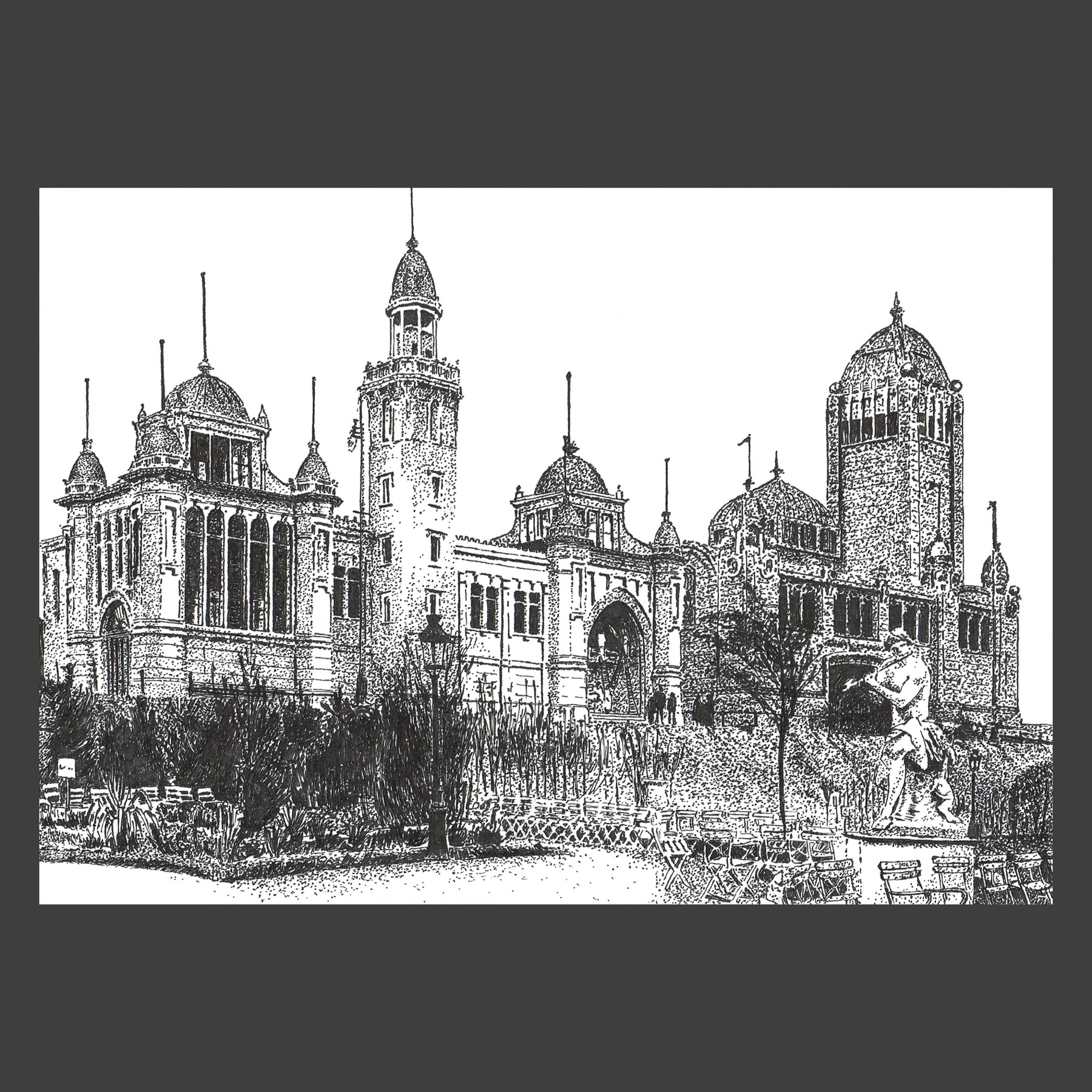 Dessin encre de Chine Bruxelles ancien