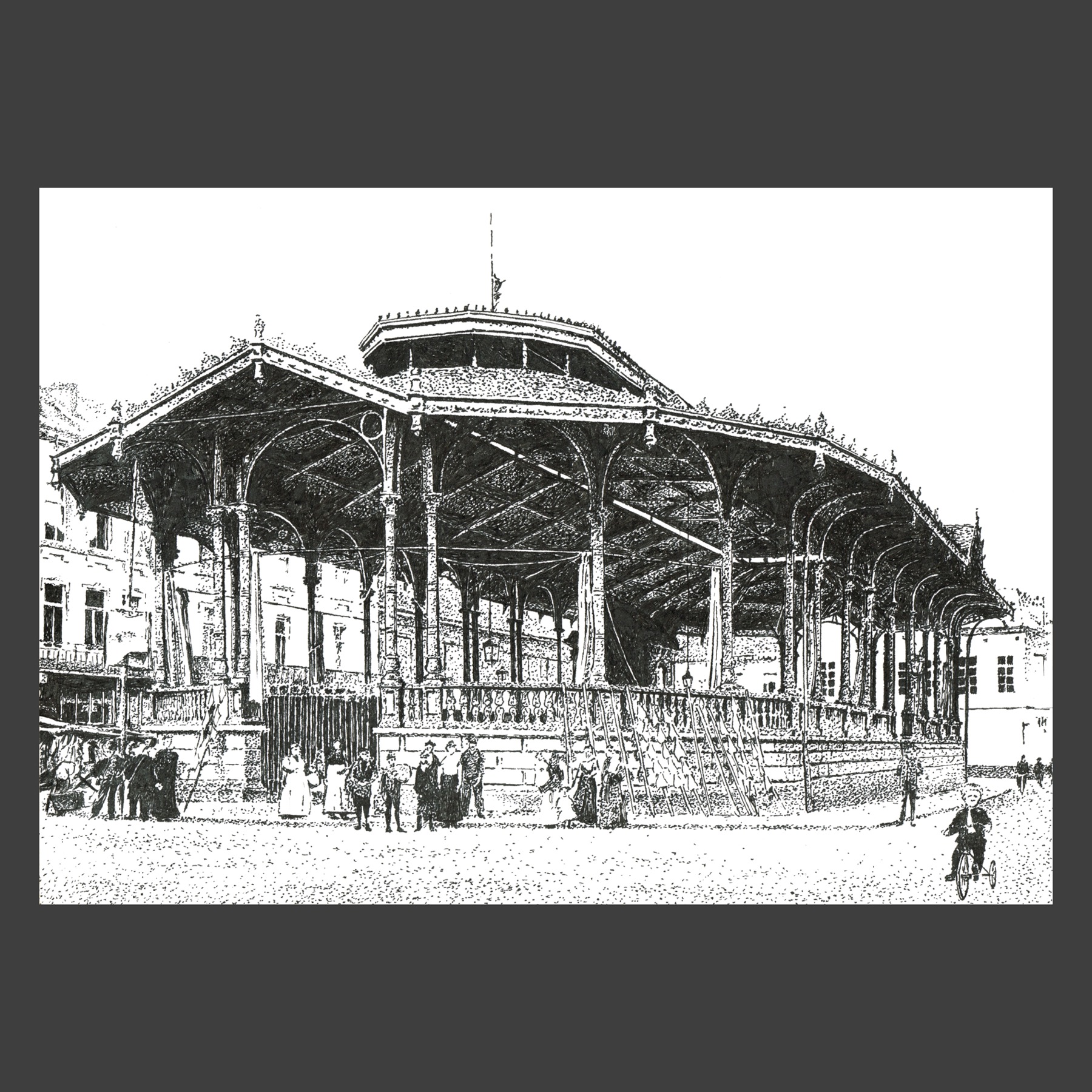 Dessin encre de Chine Louvain ancien
