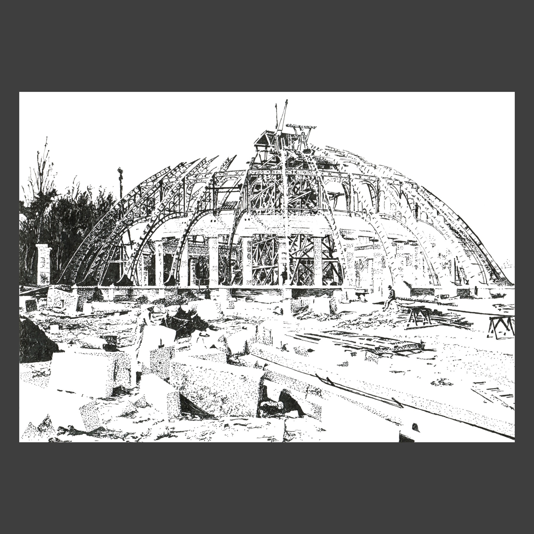 Dessin encre de Chine Laeken ancien