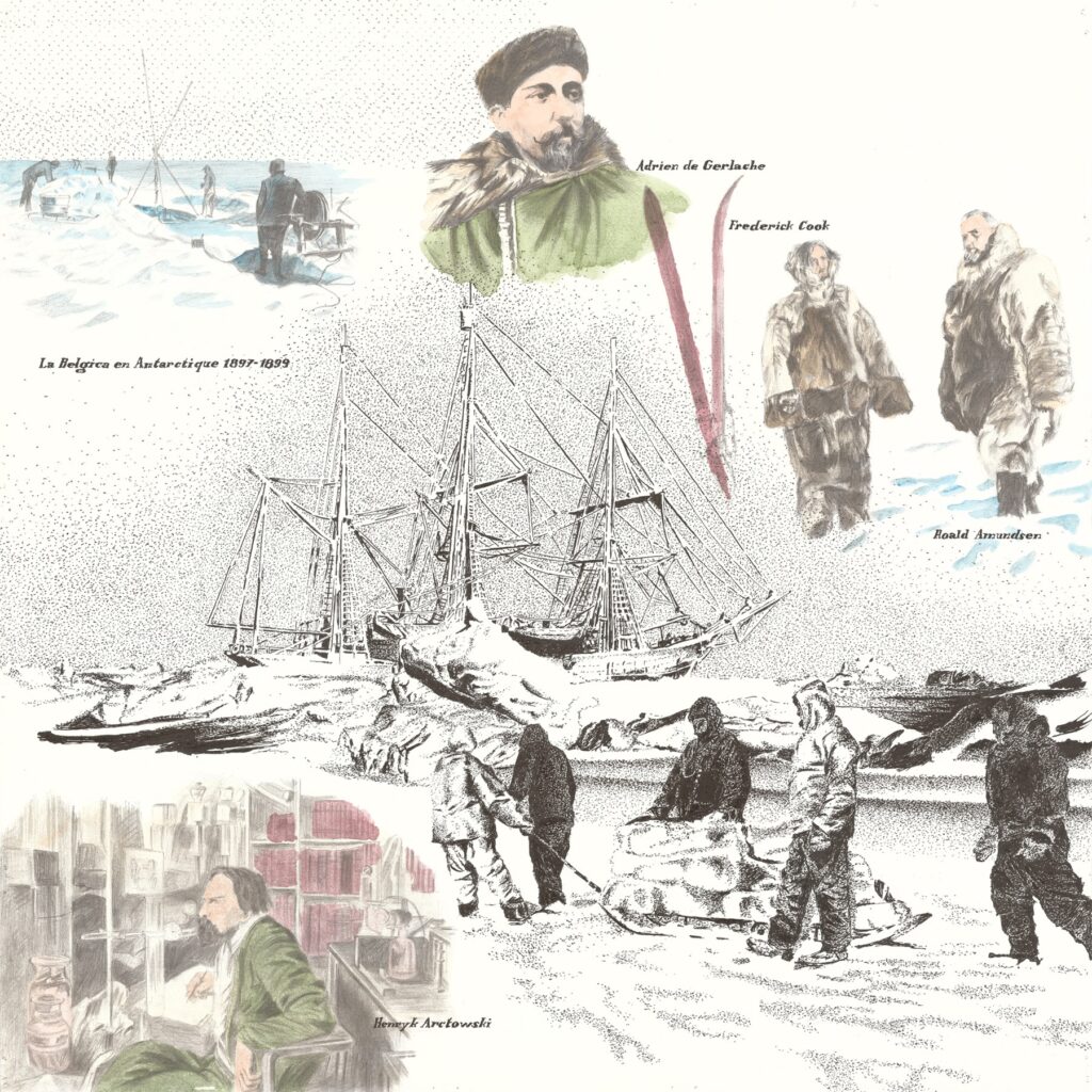 Dessin encre de Chine aquarelle Antarctique