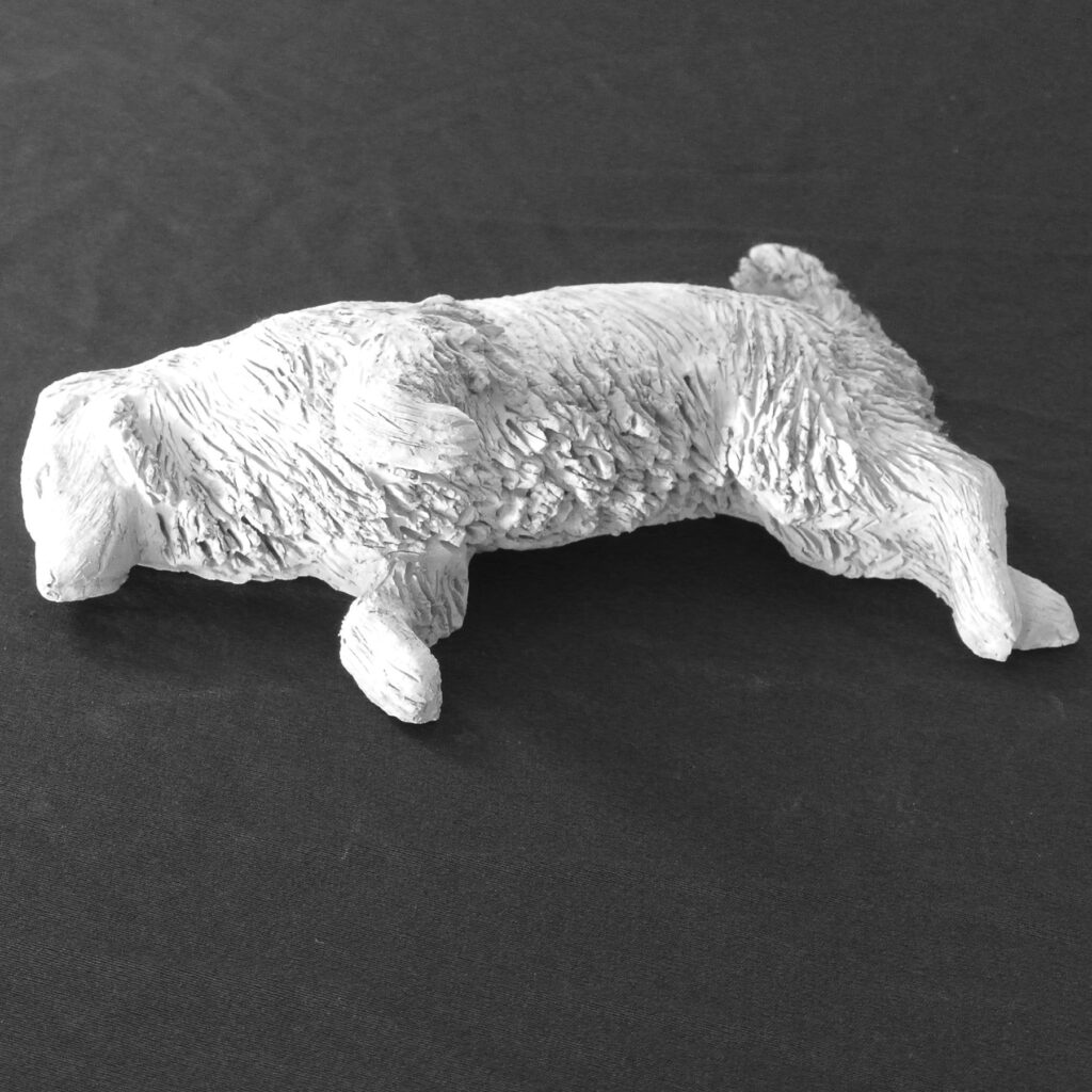 Sculpture terre cuite ronde-bosse animal chien