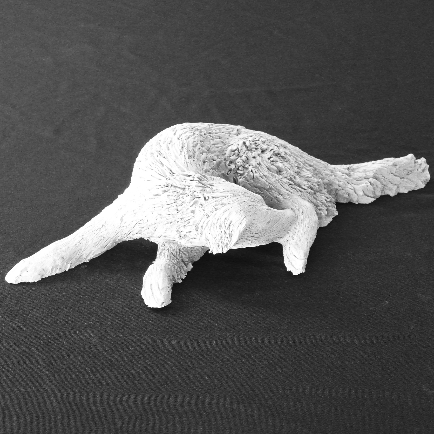 Sculpture terre cuite ronde-bosse animal chien