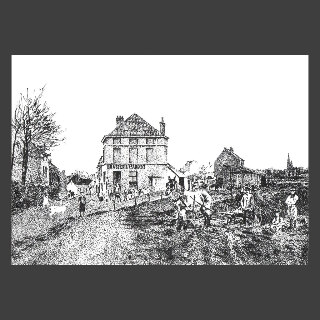 Dessin encre de Chine Uccle ancien