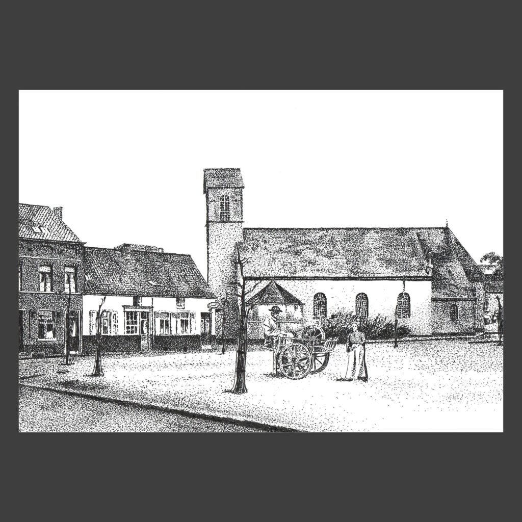Dessin encre de Chine Uccle ancien