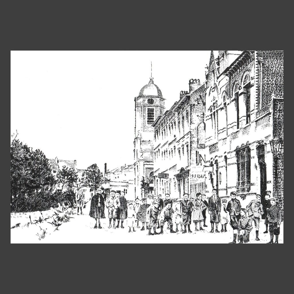 Dessin encre de Chine Uccle ancien