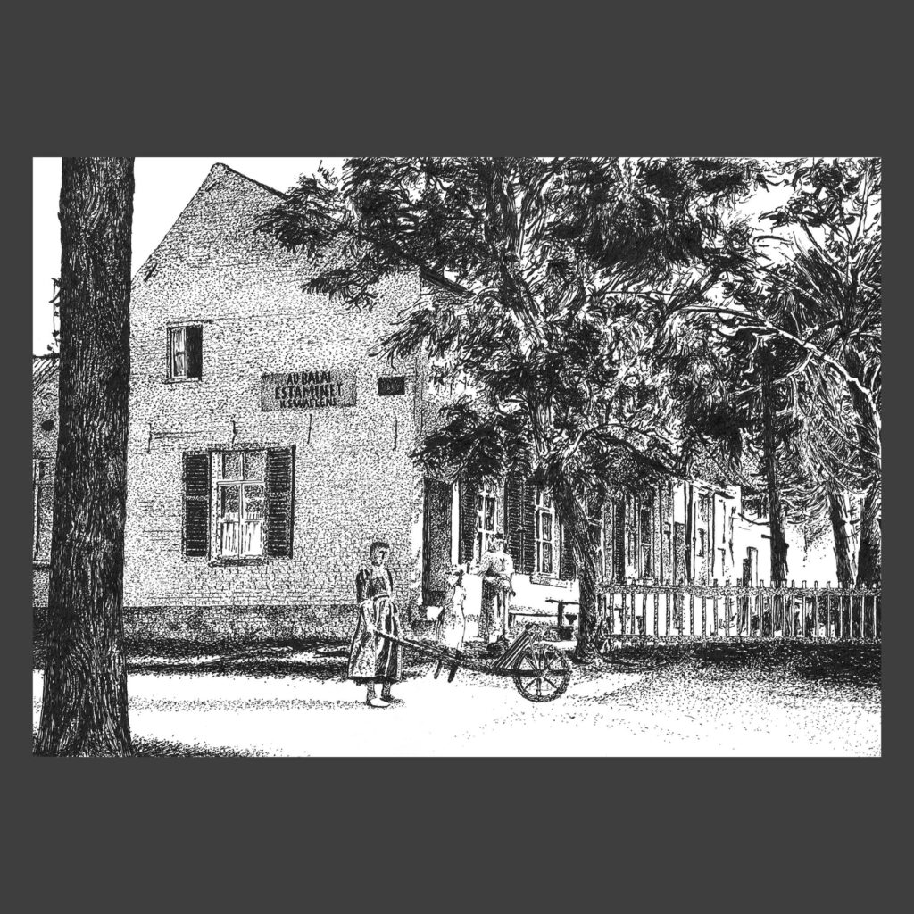 Dessin encre de Chine Uccle ancien