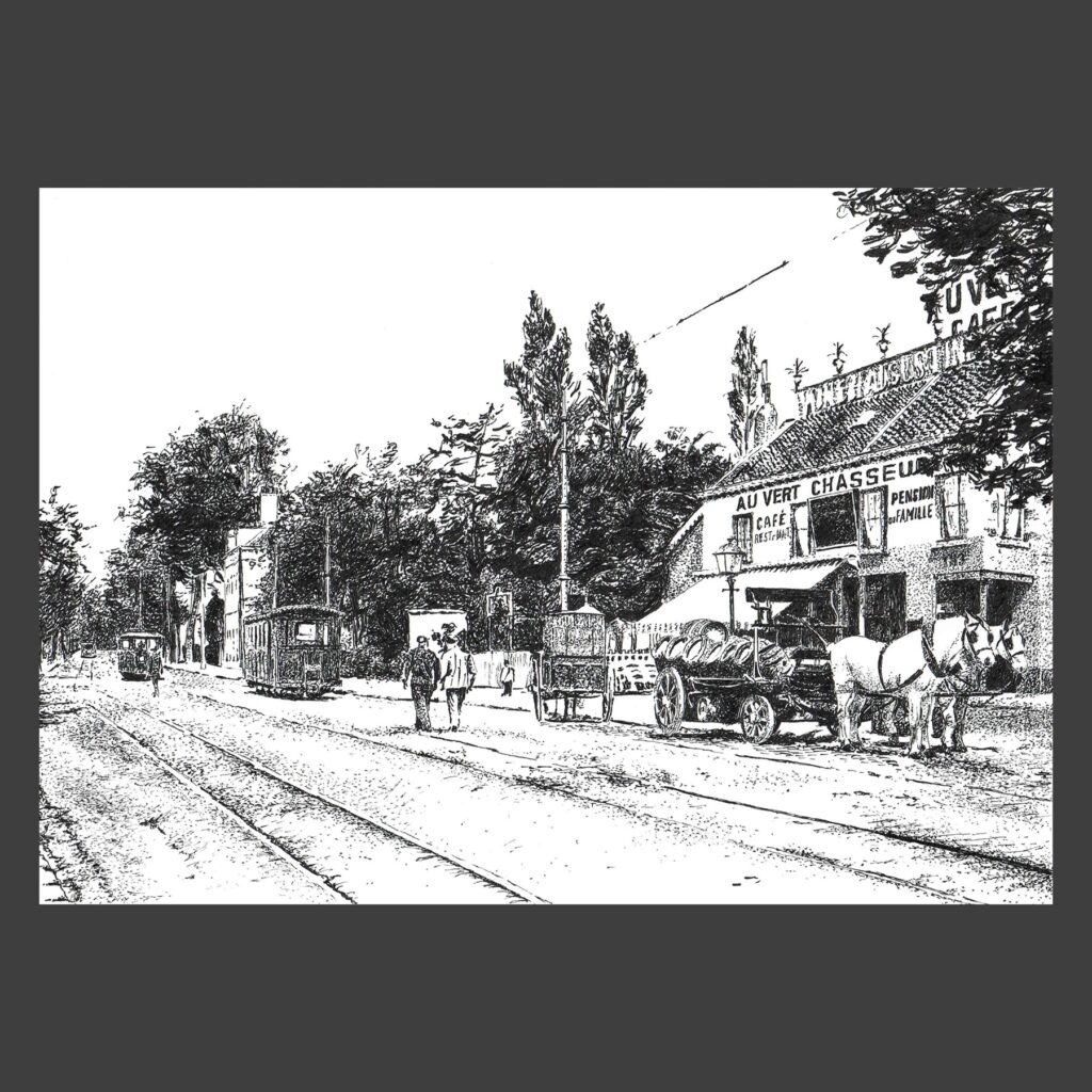 Dessin encre de Chine Uccle ancien