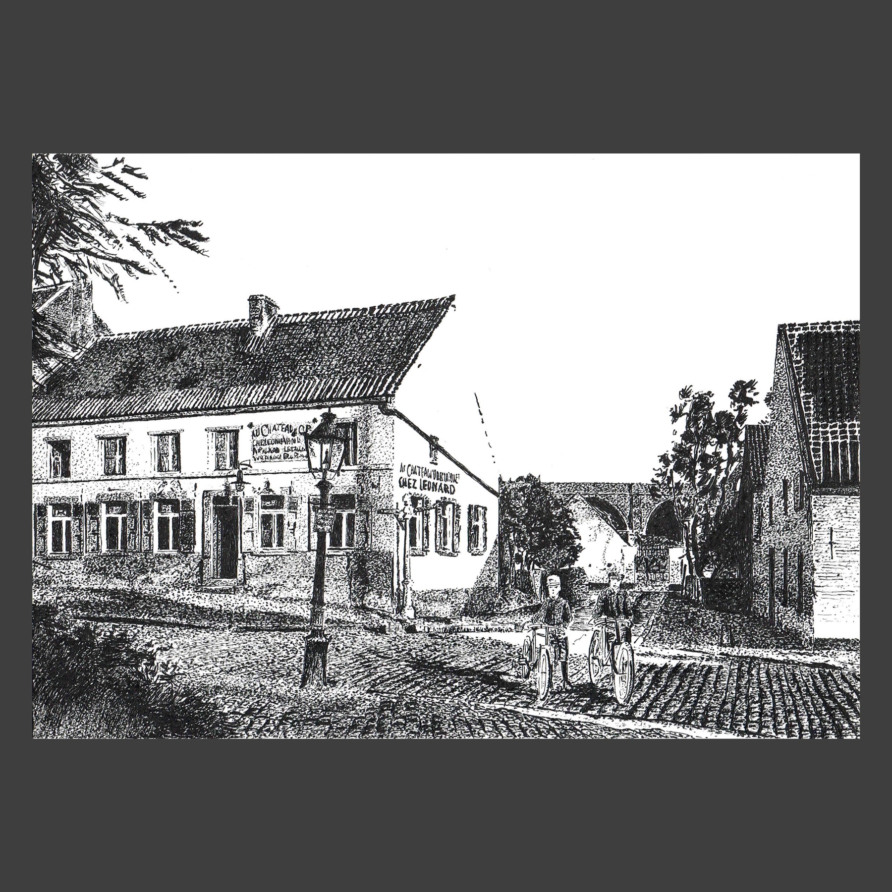 Dessin encre de Chine Uccle ancien