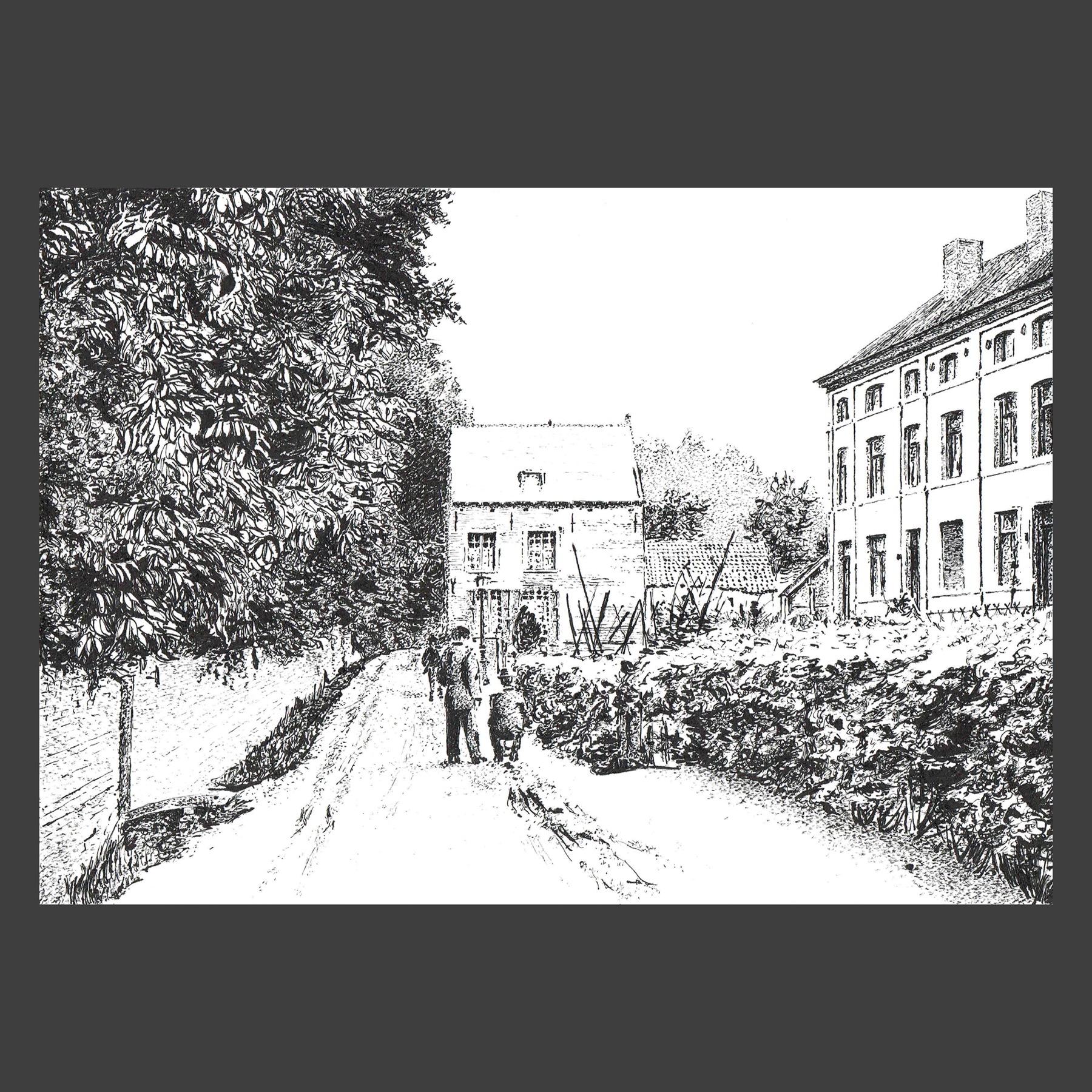 Dessin encre de Chine Uccle ancien