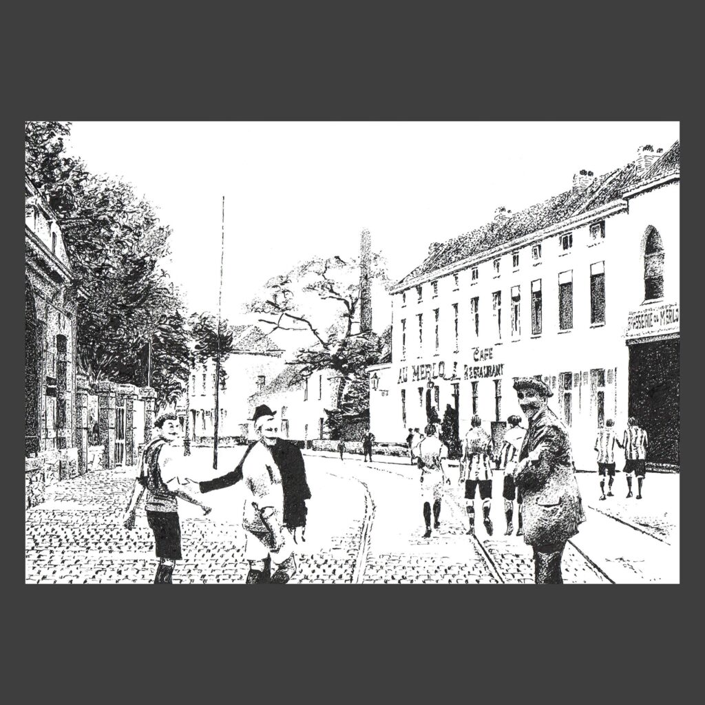 Dessin encre de Chine Uccle ancien