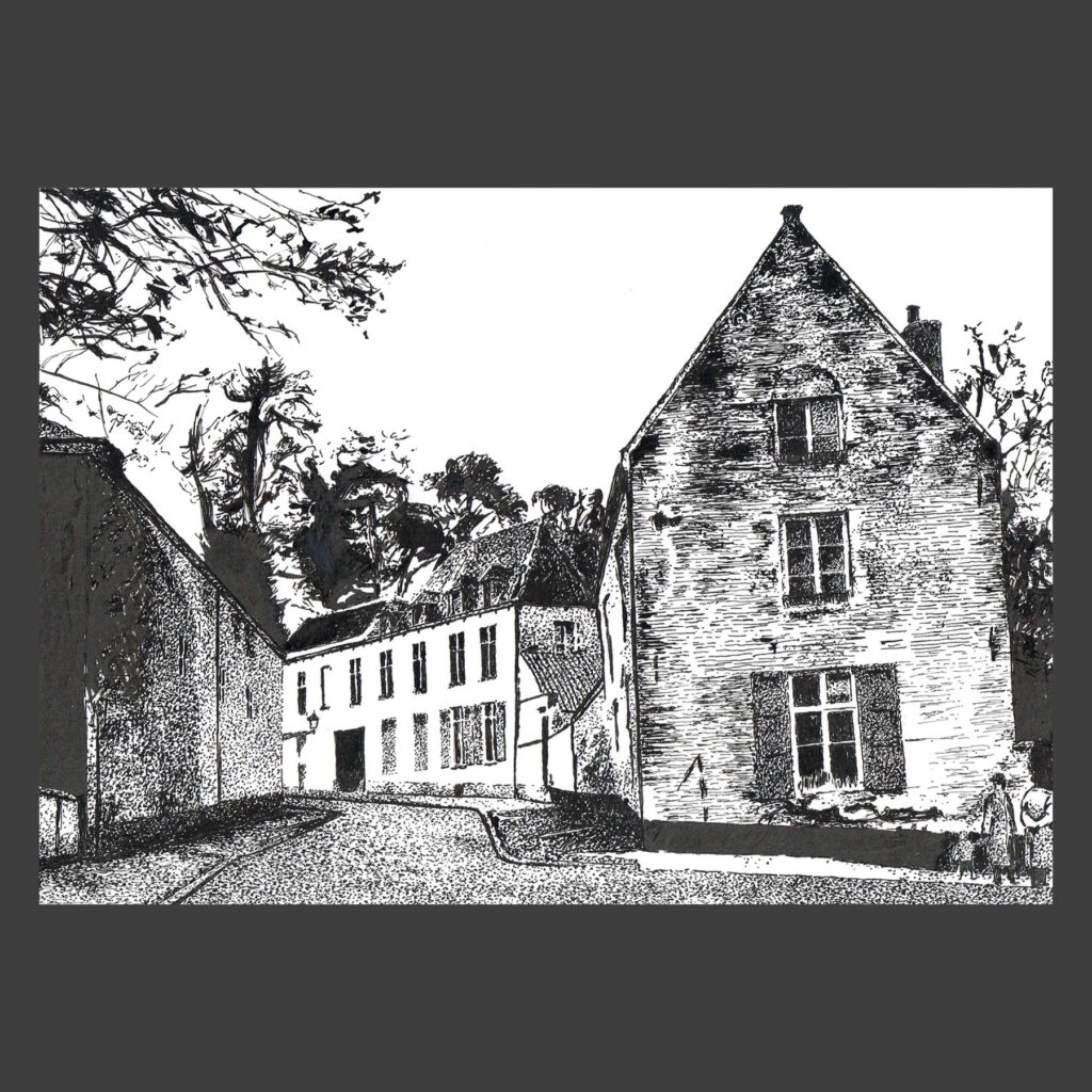 Dessin encre de Chine Uccle ancien