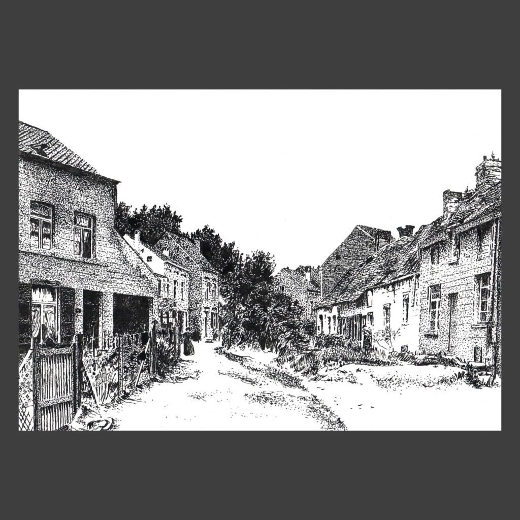 Dessin encre de Chine Uccle ancien