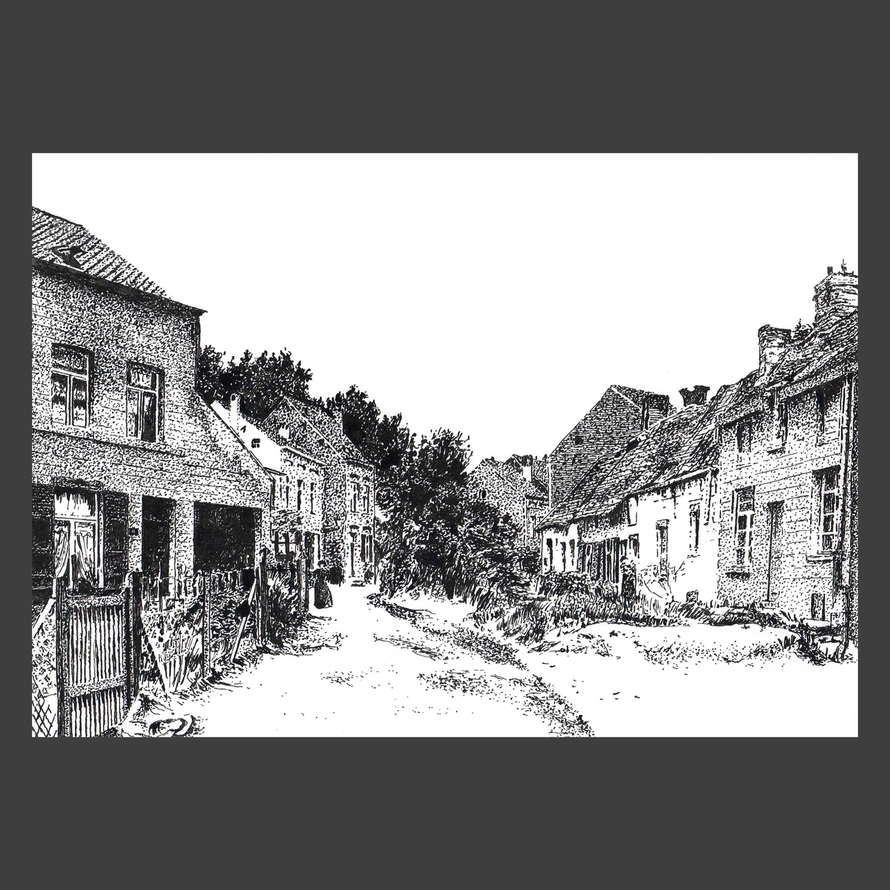 Dessin encre de Chine Uccle ancien