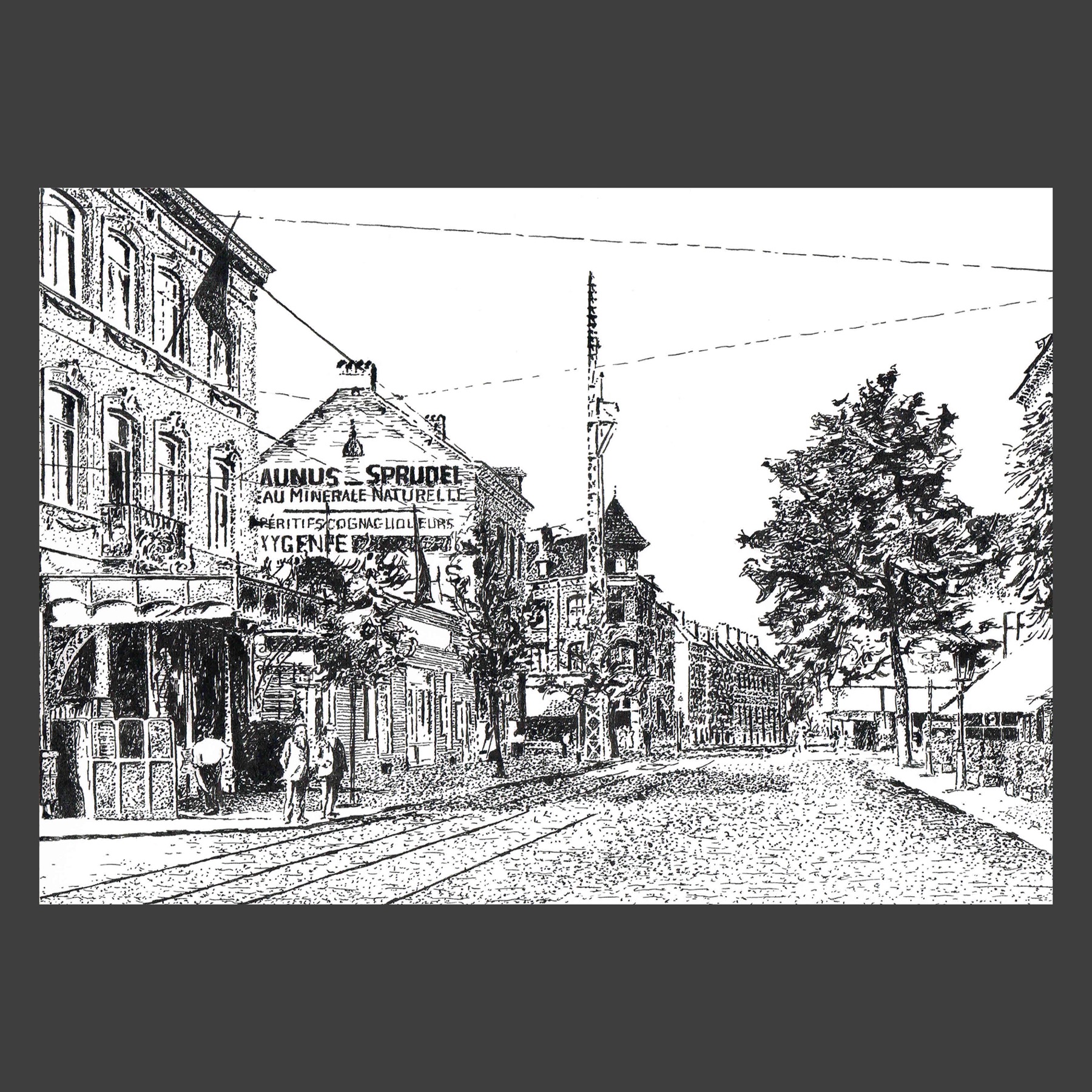 Dessin encre de Chine Uccle ancien