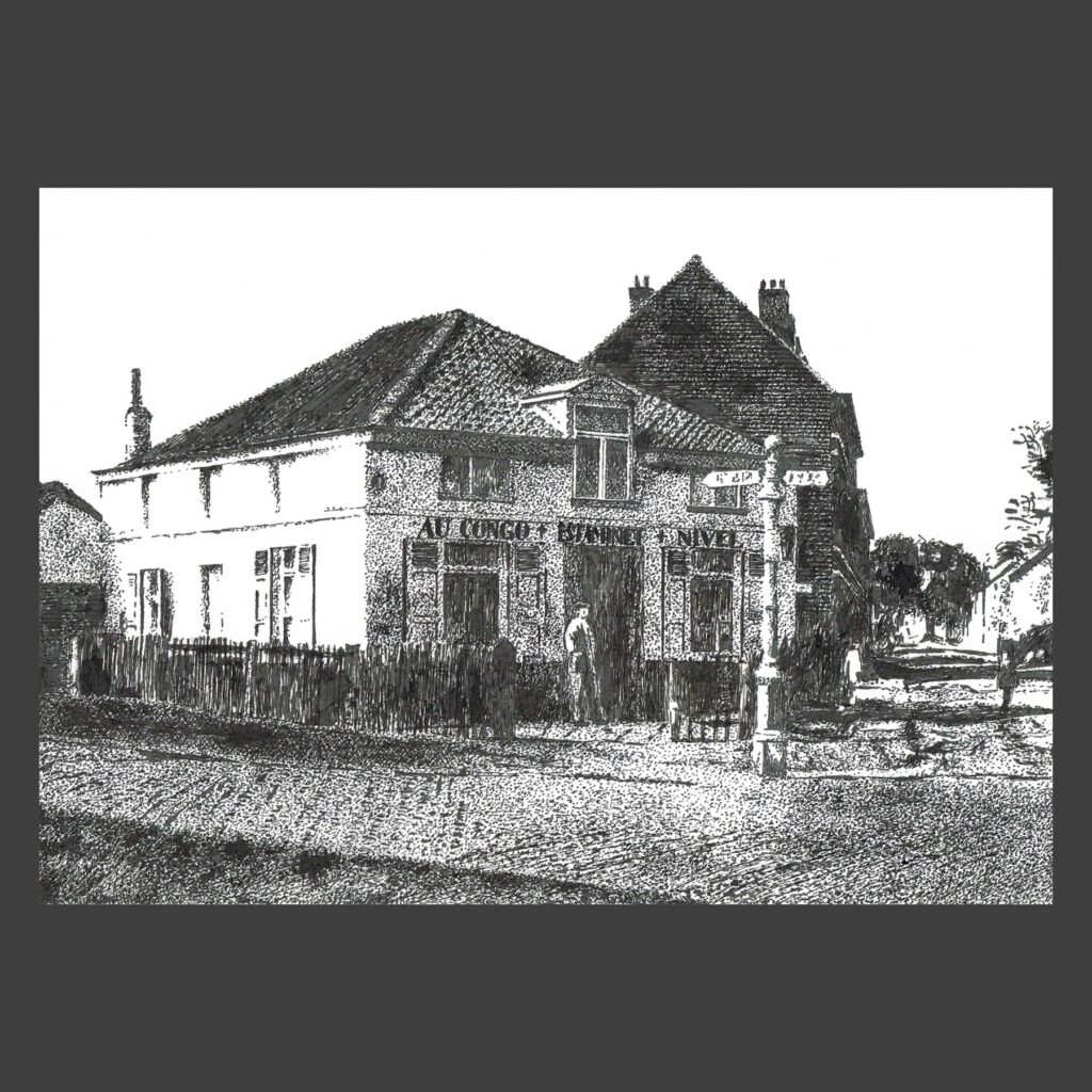 Dessin encre de Chine Uccle ancien