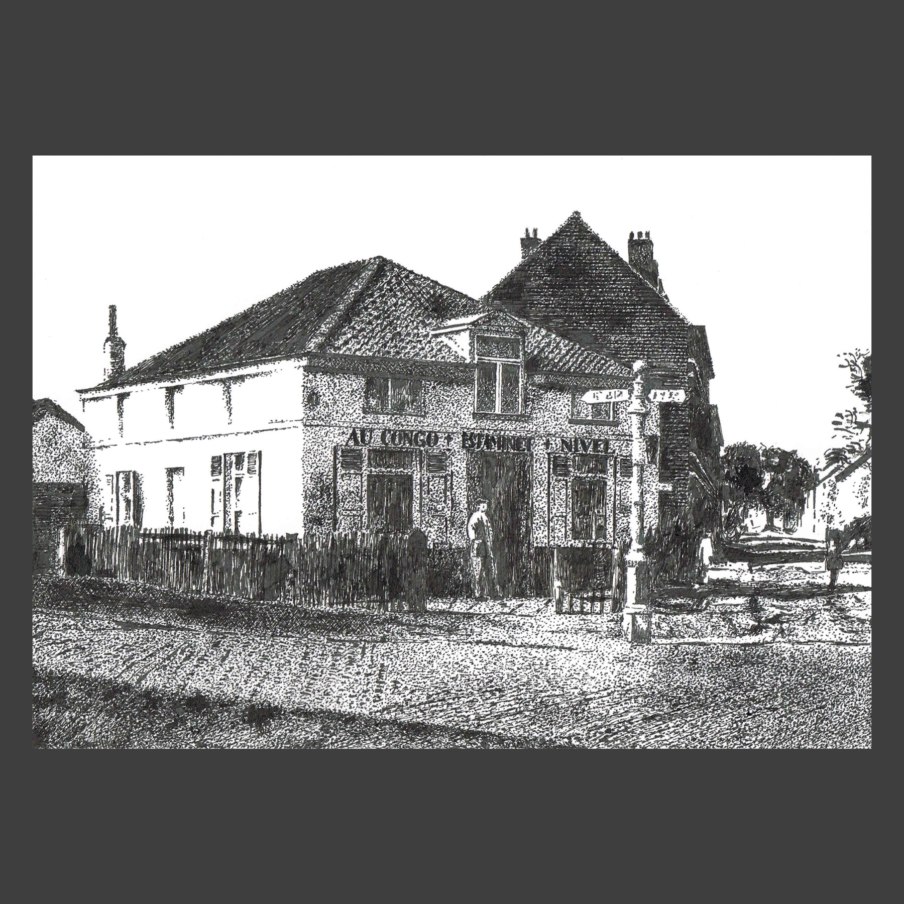 Dessin encre de Chine Uccle ancien