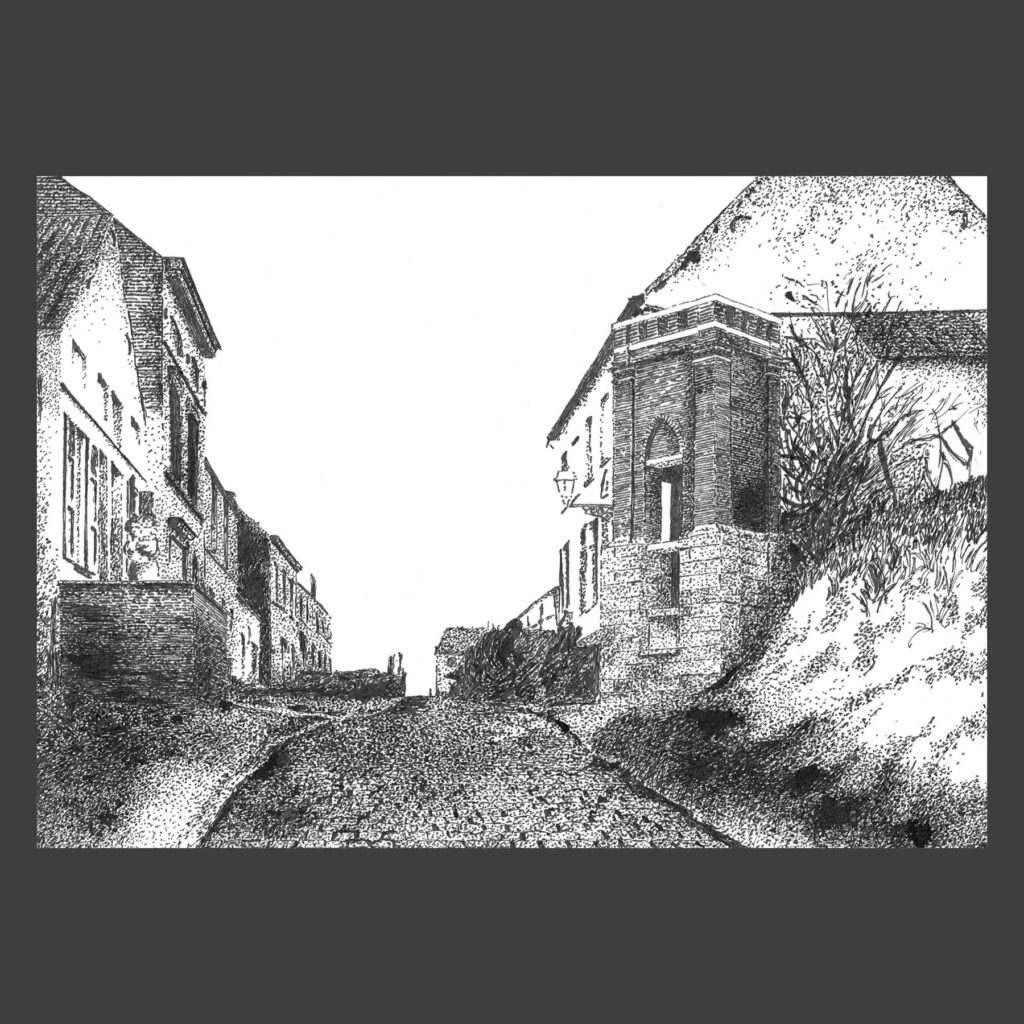 Dessin encre de Chine Uccle ancien