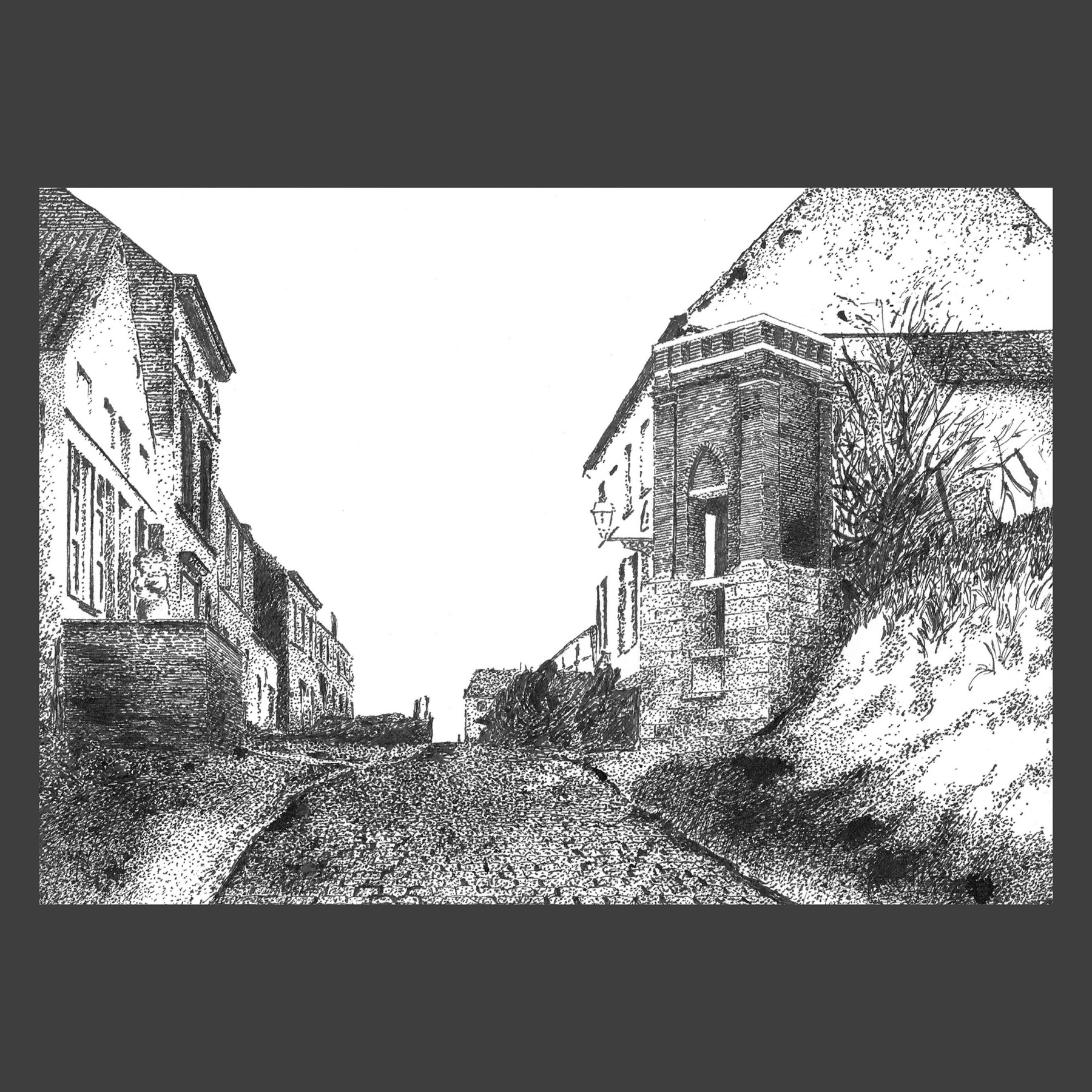Dessin encre de Chine Uccle ancien