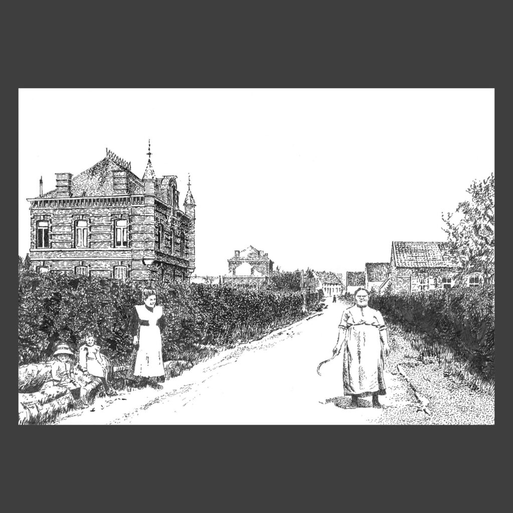 Dessin encre de Chine Houtaing ancien