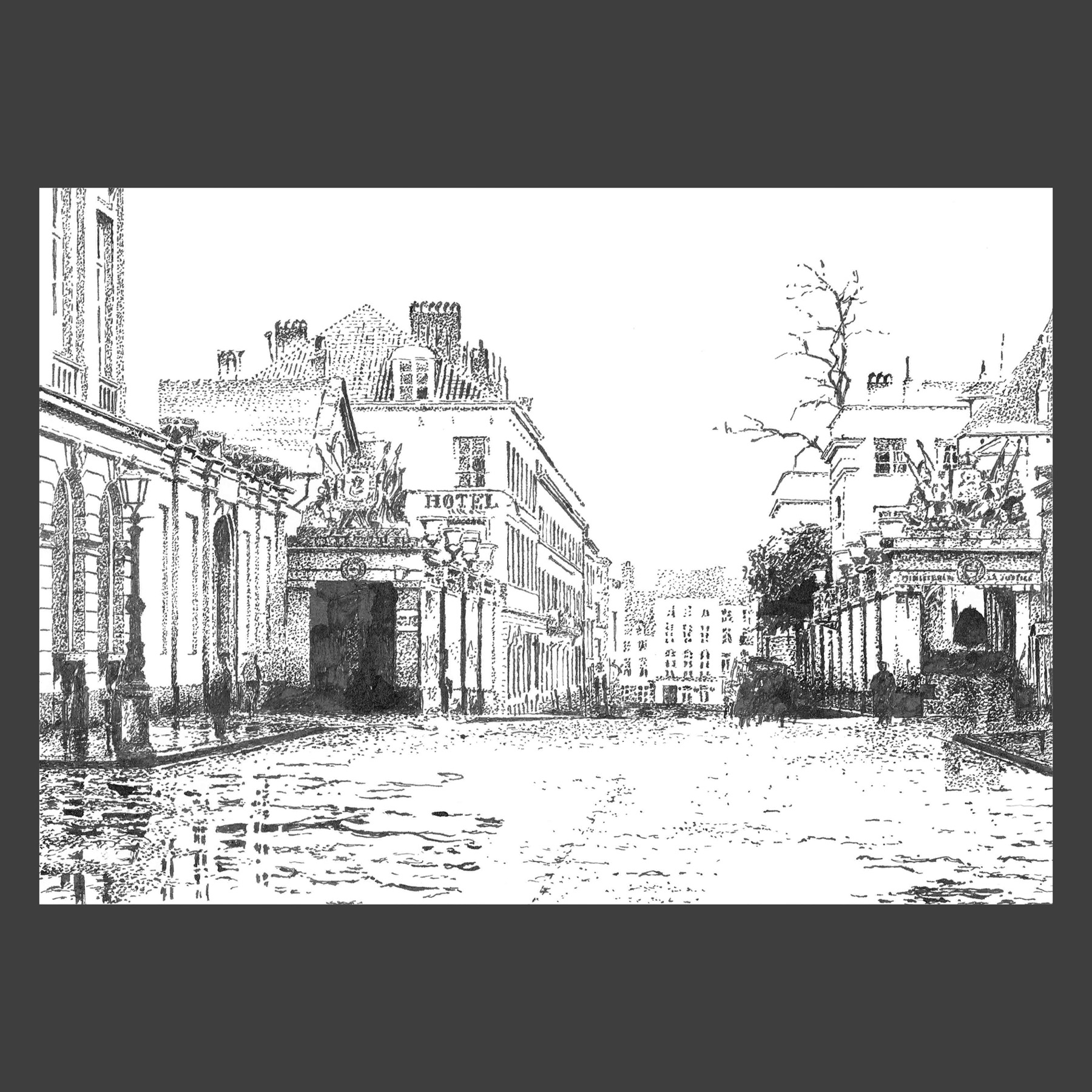 Dessin encre de Chine Bruxelles ancien