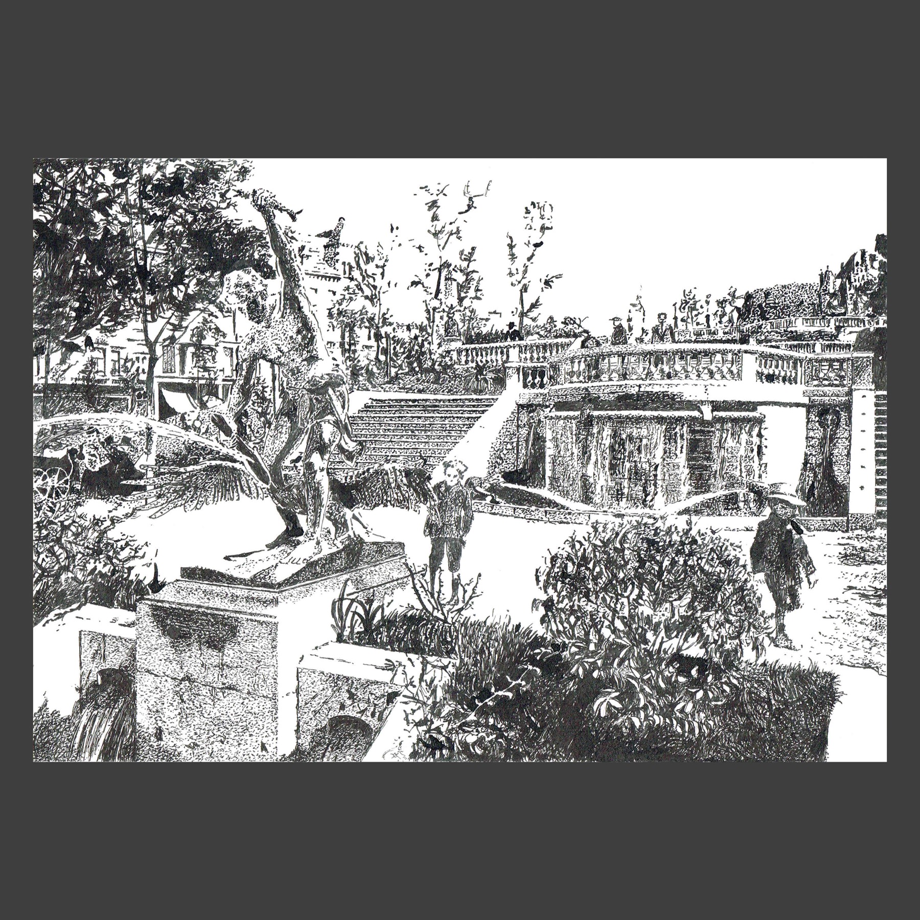Dessin encre de Chine Bruxelles ancien