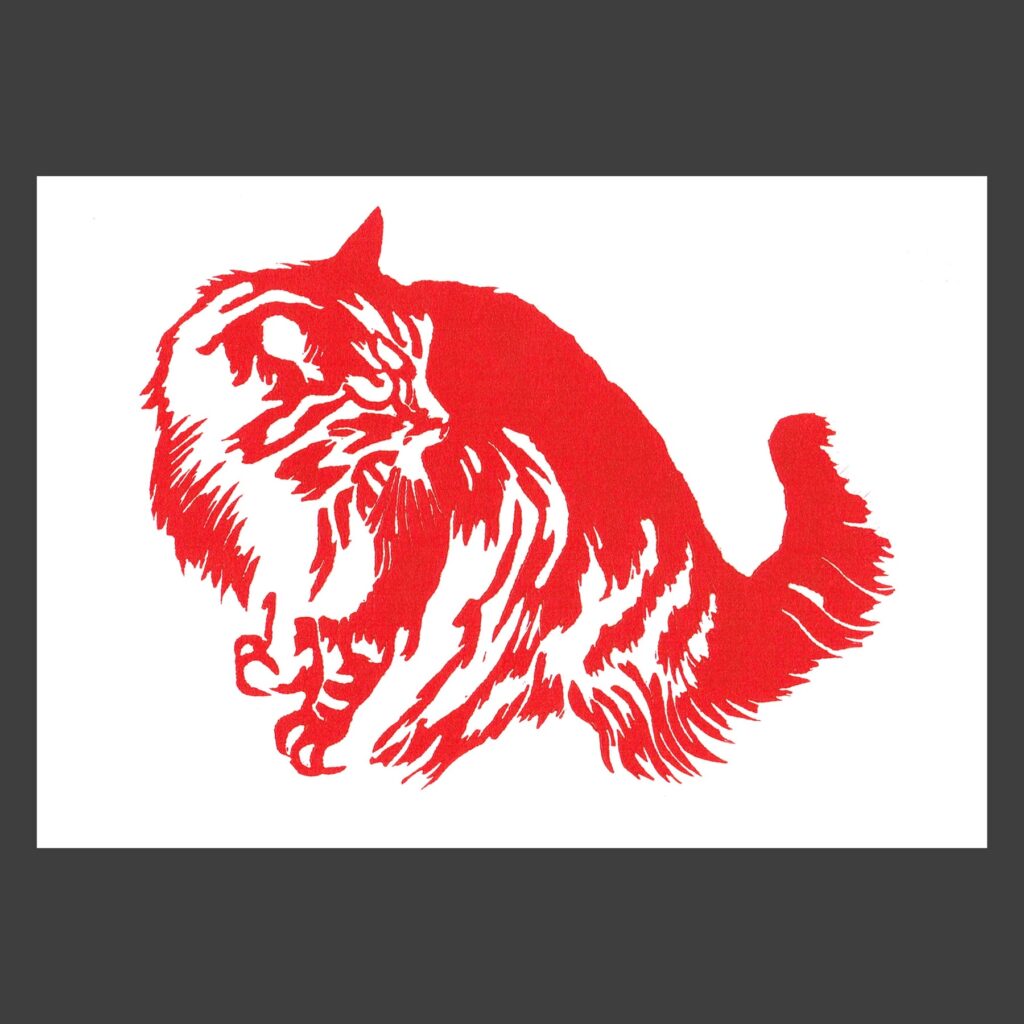 Linogravure animal chat