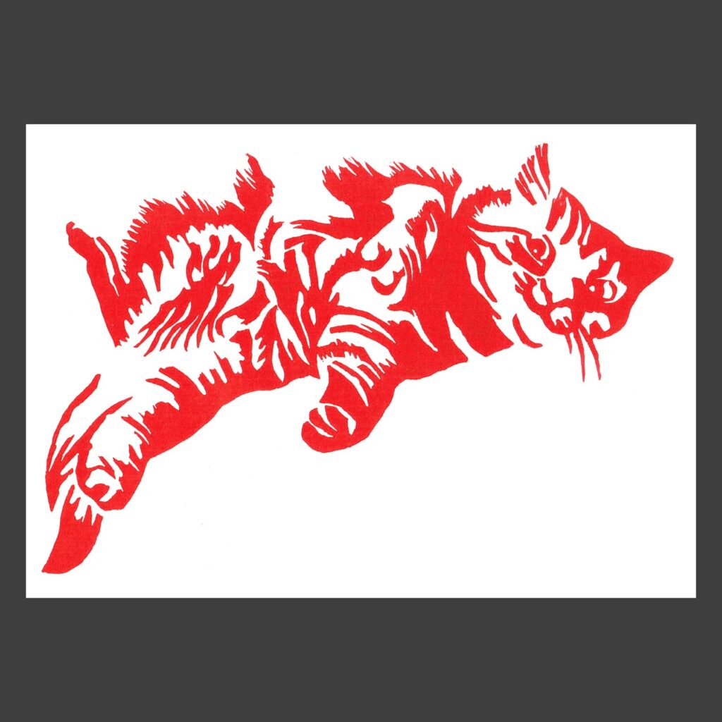 Linogravure animal chat