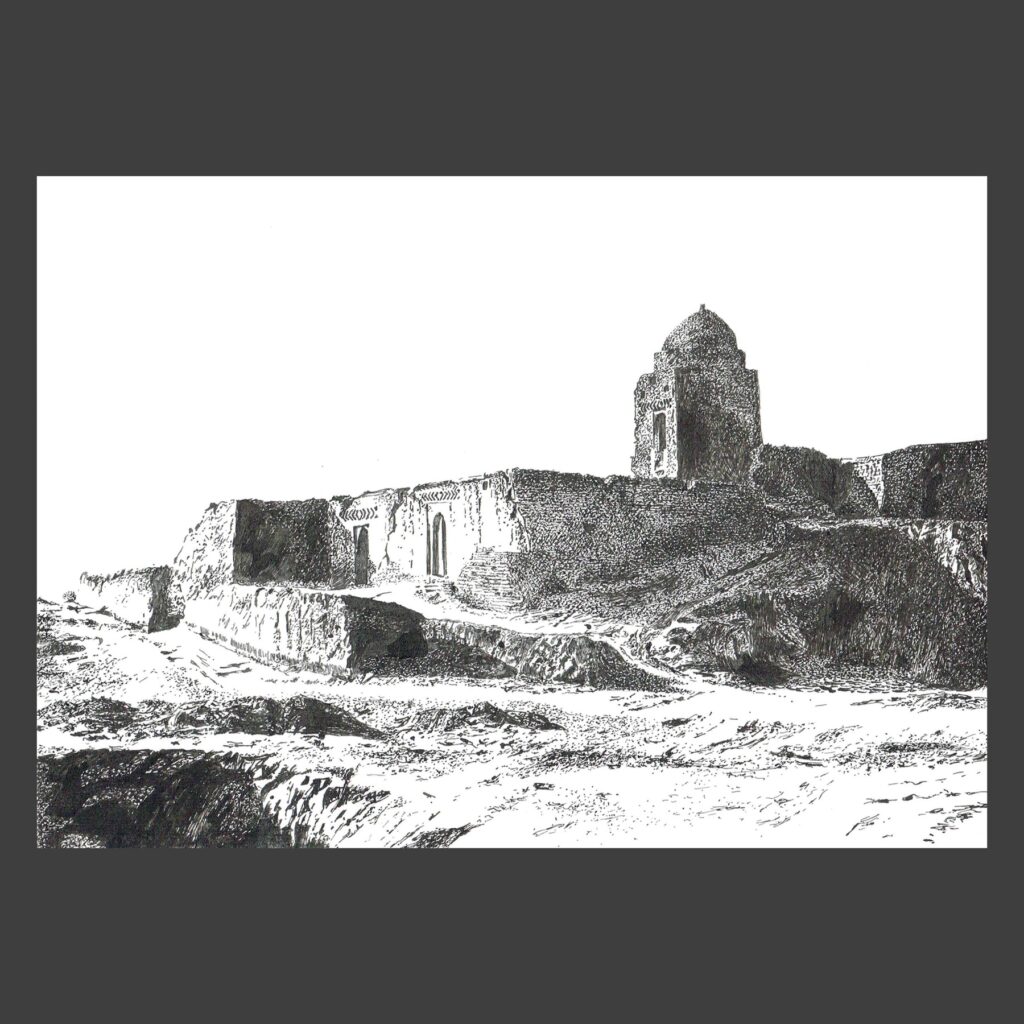 Dessin encre de Chine Tunisie ancien