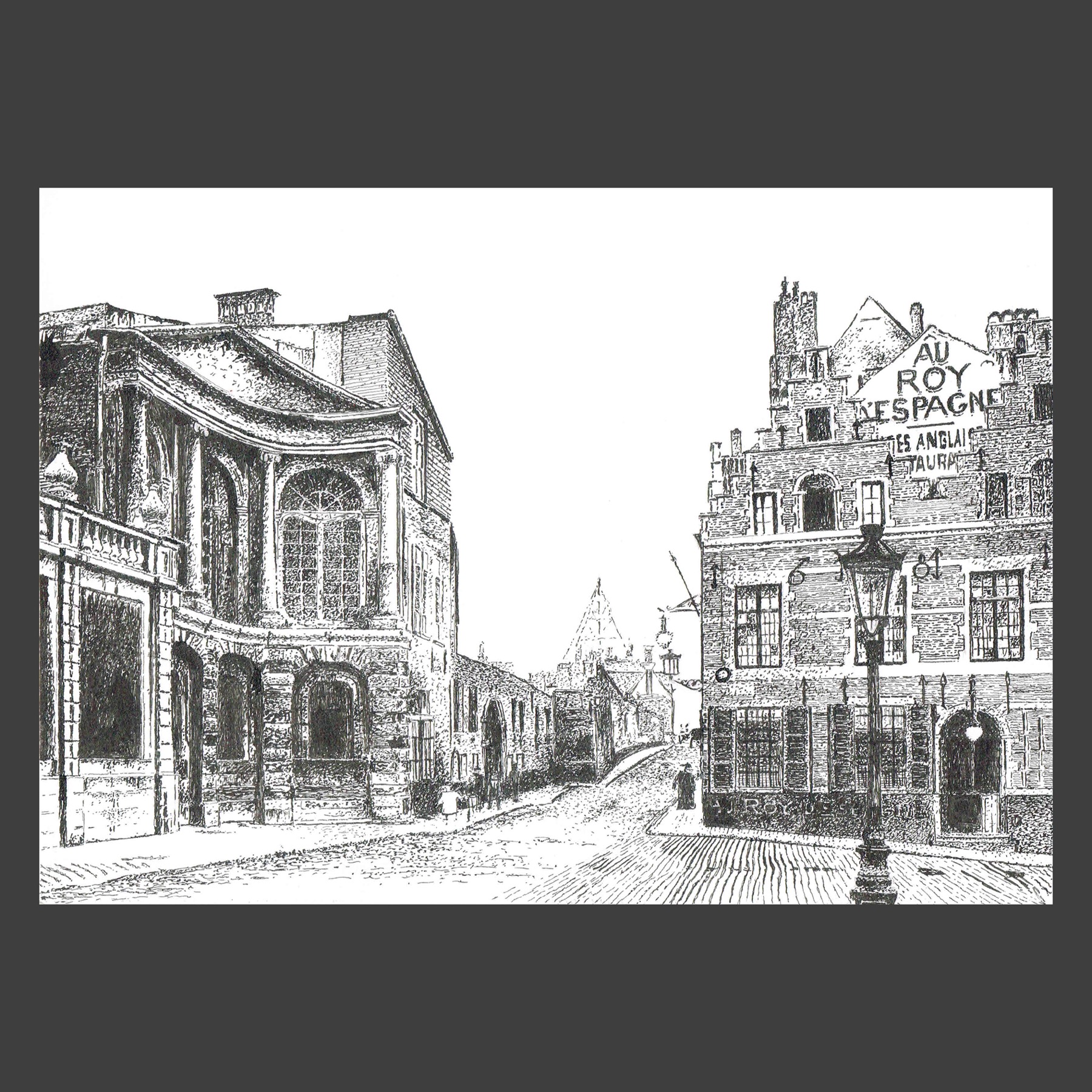 Dessin encre de Chine Bruxelles ancien