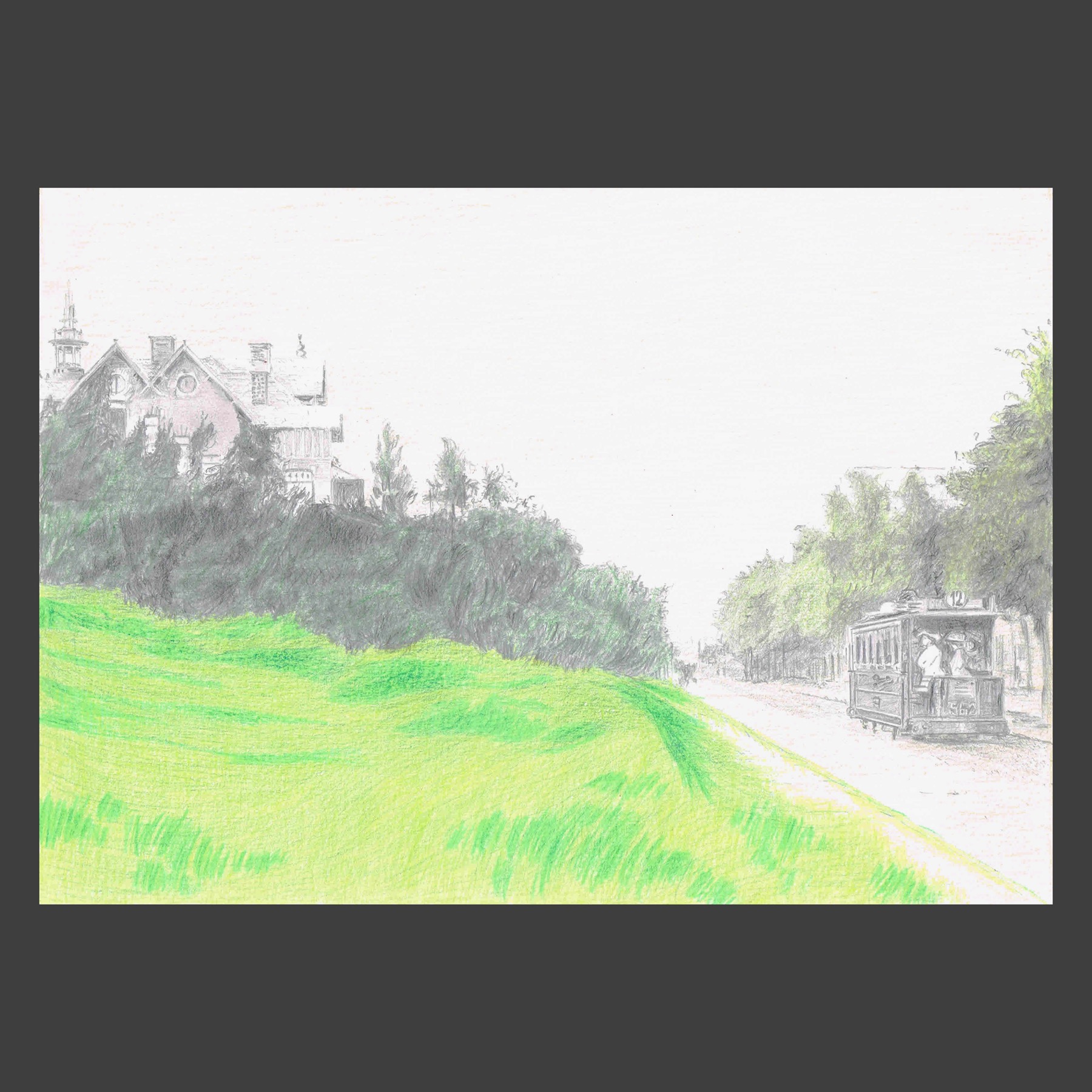Dessin crayons de couleur Uccle ancien