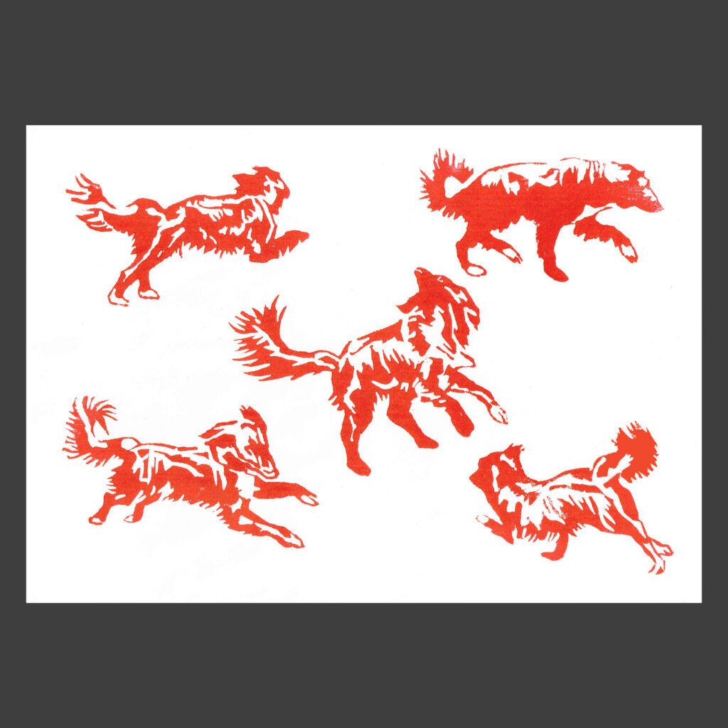 Linogravure animal chien