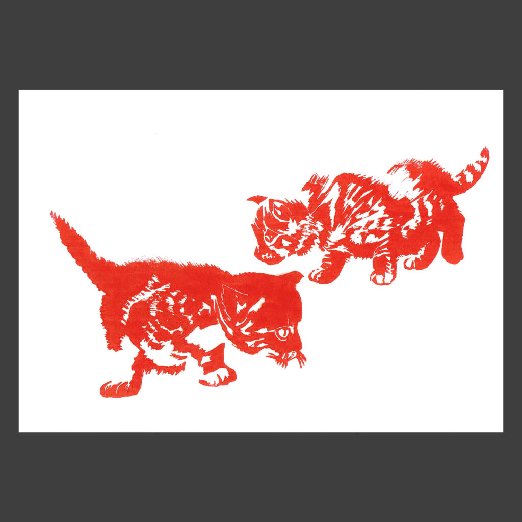 Linogravure animal chat
