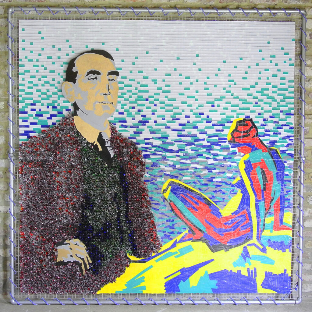 Théo Van Rysselberghe assemblage grillage bandes adhésives canettes