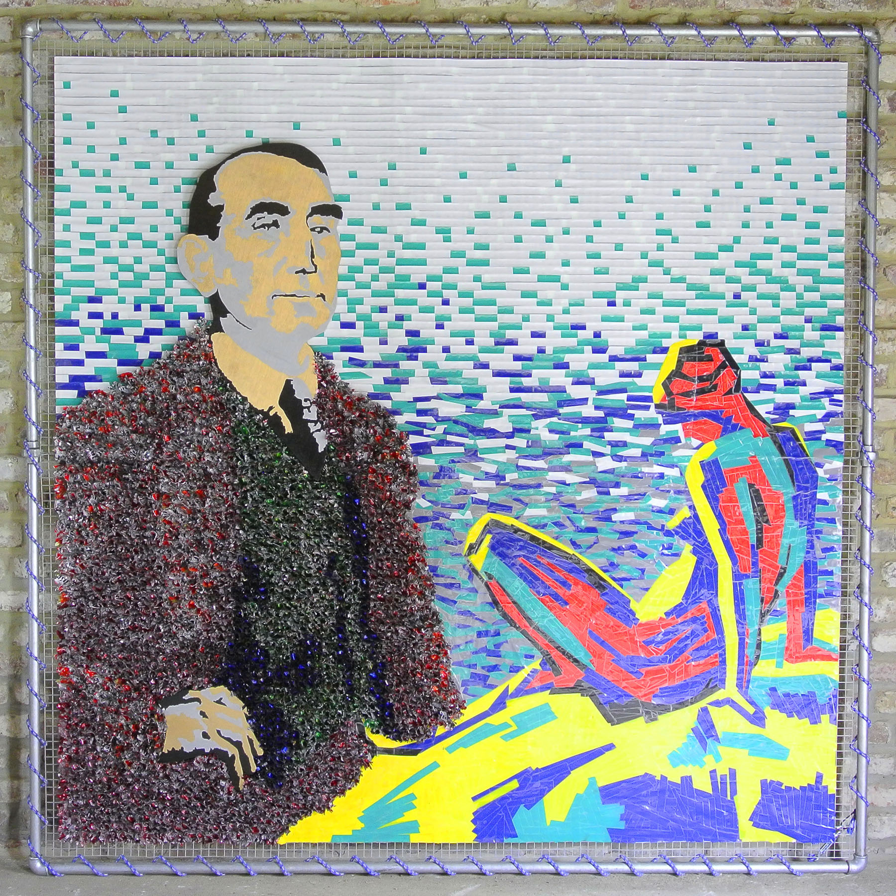 Théo Van Rysselberghe assemblage grillage bandes adhésives canettes