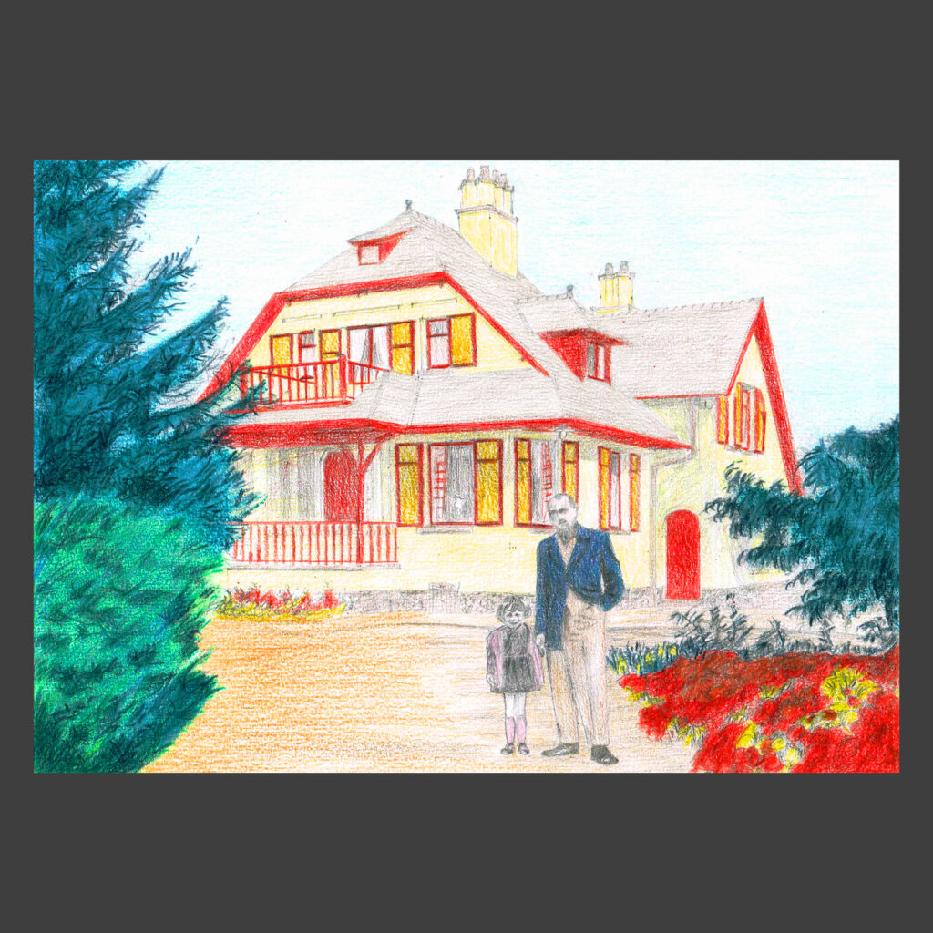 Castel Sainte-Cécile à Linkebeek dessin crayons de couleur