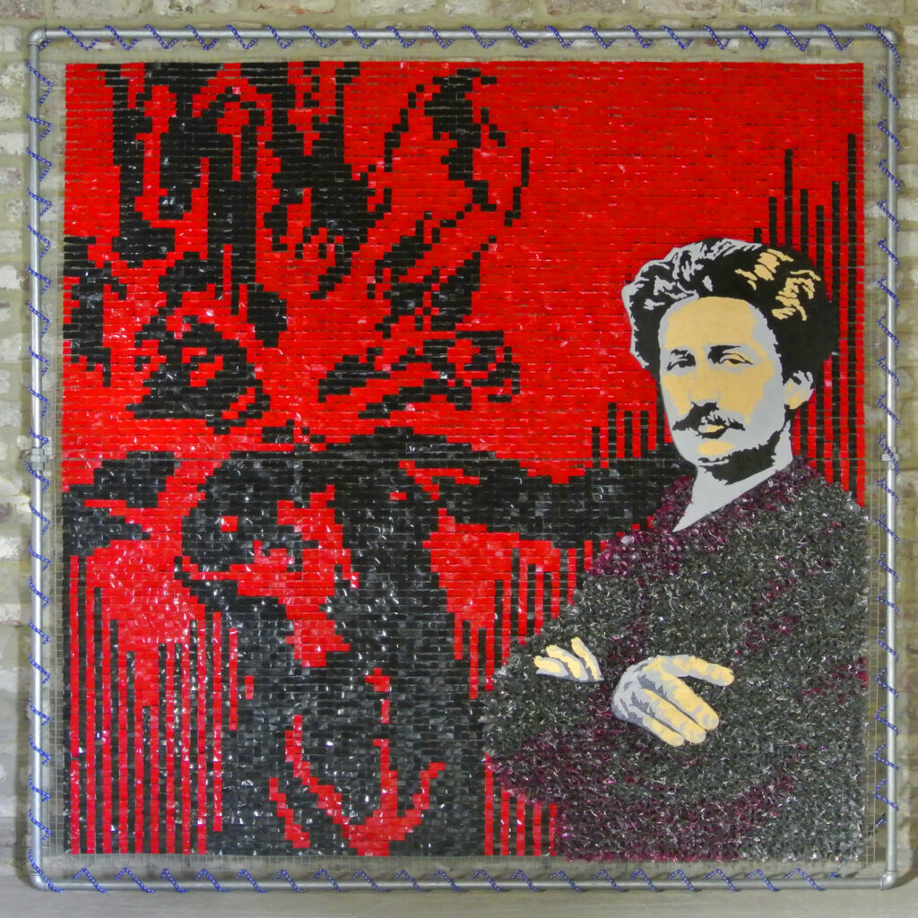 Félicien Rops assemblage grillage bandes adhésives canettes