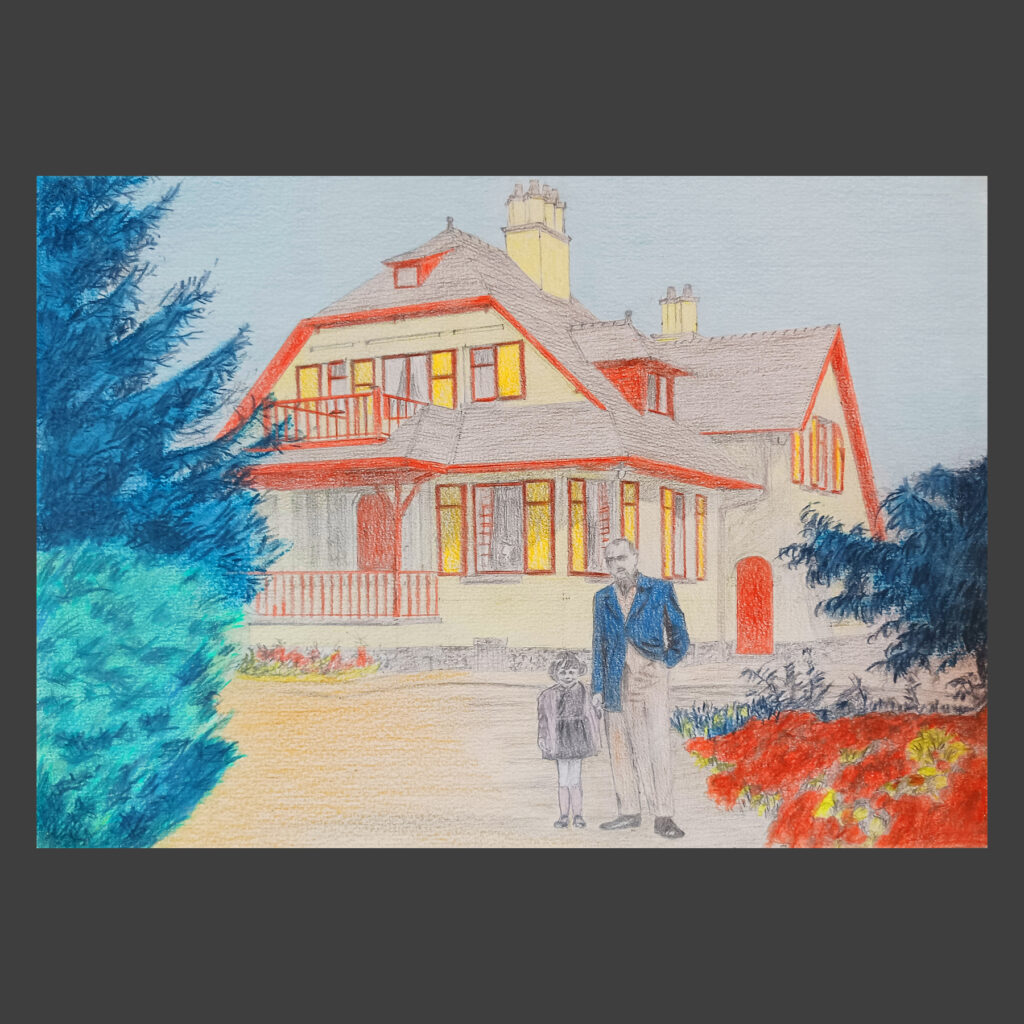 Castel Sainte-Cécile à Linkebeek dessin crayons de couleur